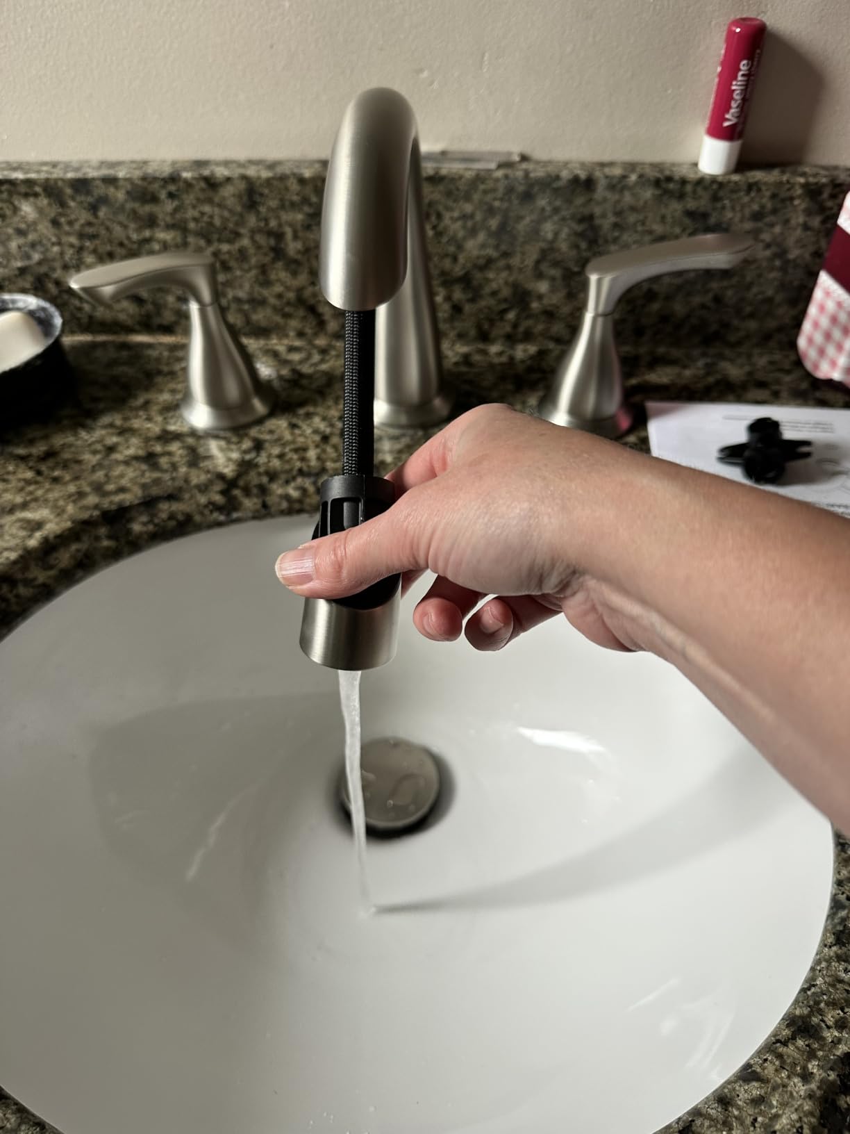 Delta Broadmoor Brushed Nickel Bathroom Faucet with Sprayer, 8 Inch 3 Hole Widespread Bathroom Sink Faucet with Pull Out Sprayer, Push-Pop Drain, SpotShield Stainless 35765LF-SPPD customer photo 1