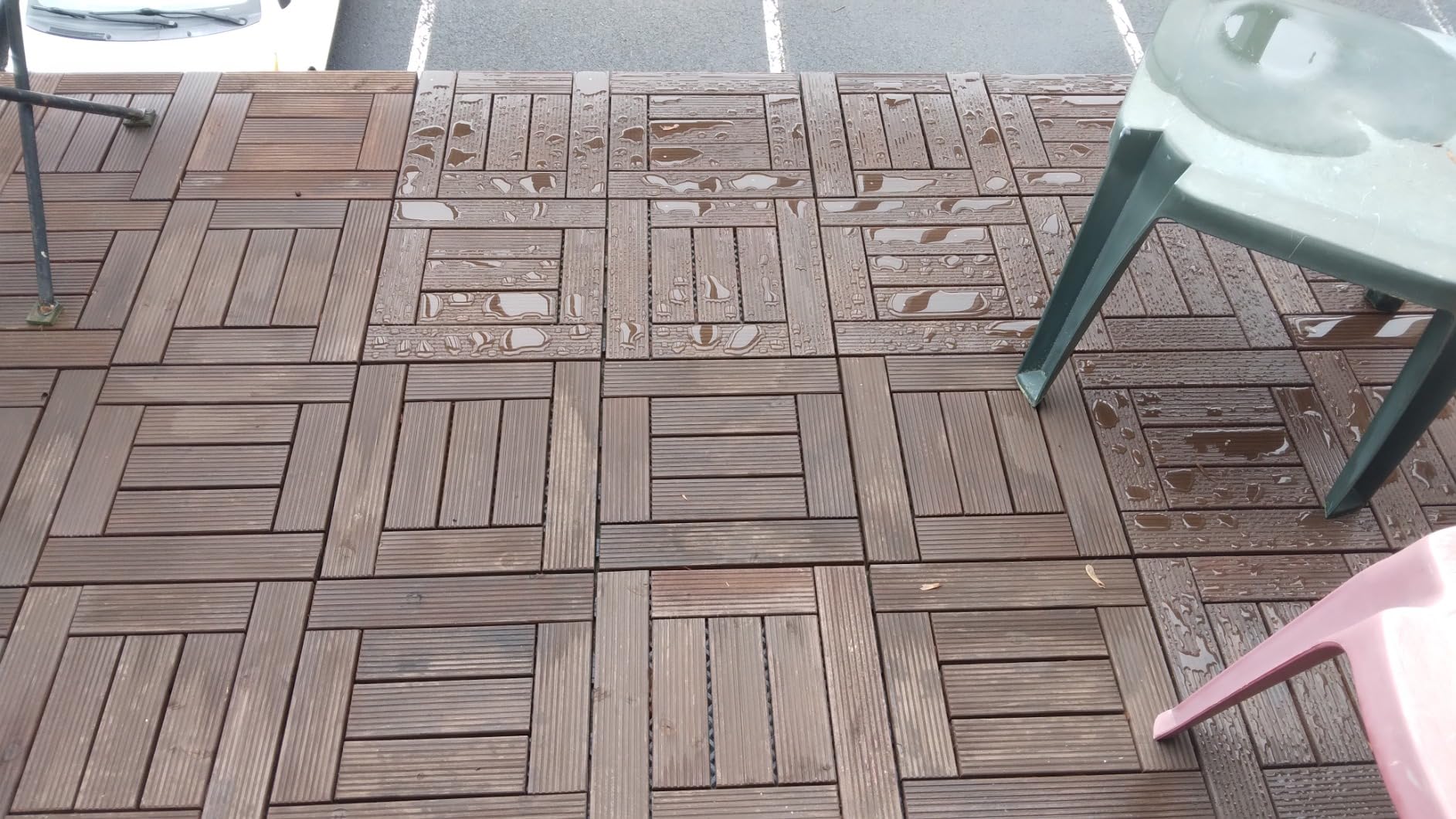 Yaheetech 27PCS Patio Floor Tiles Outdoor Interlocking Deck 12 x 12in, Brown customer photo 2
