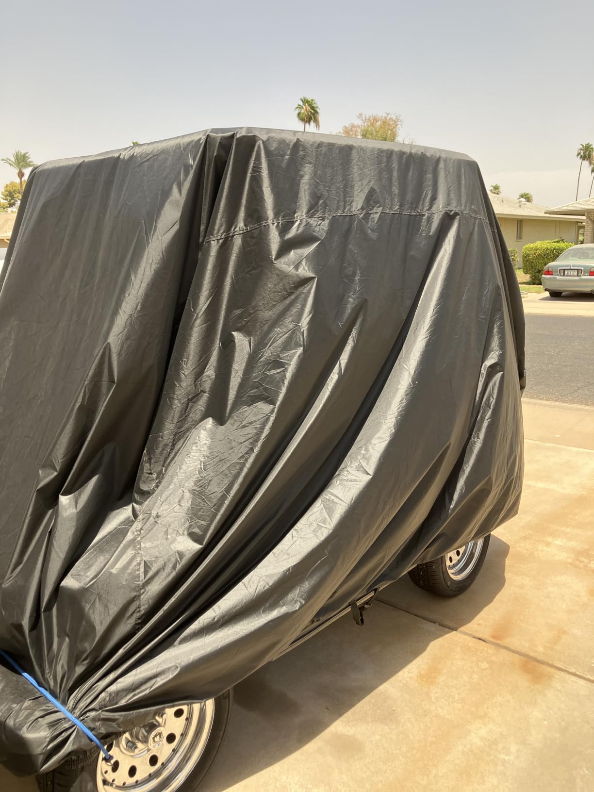 NEVERLAND Golf Cart Cover 4 Passenger for Club Car EZGO Yamaha Golf Carts | Heavy Duty 420D Durable Fabric, Waterproof Rear Zipper, Windproof Strap Dustproof UV resistant for 4 Seat Cart Up to 112 Inch customer photo 2