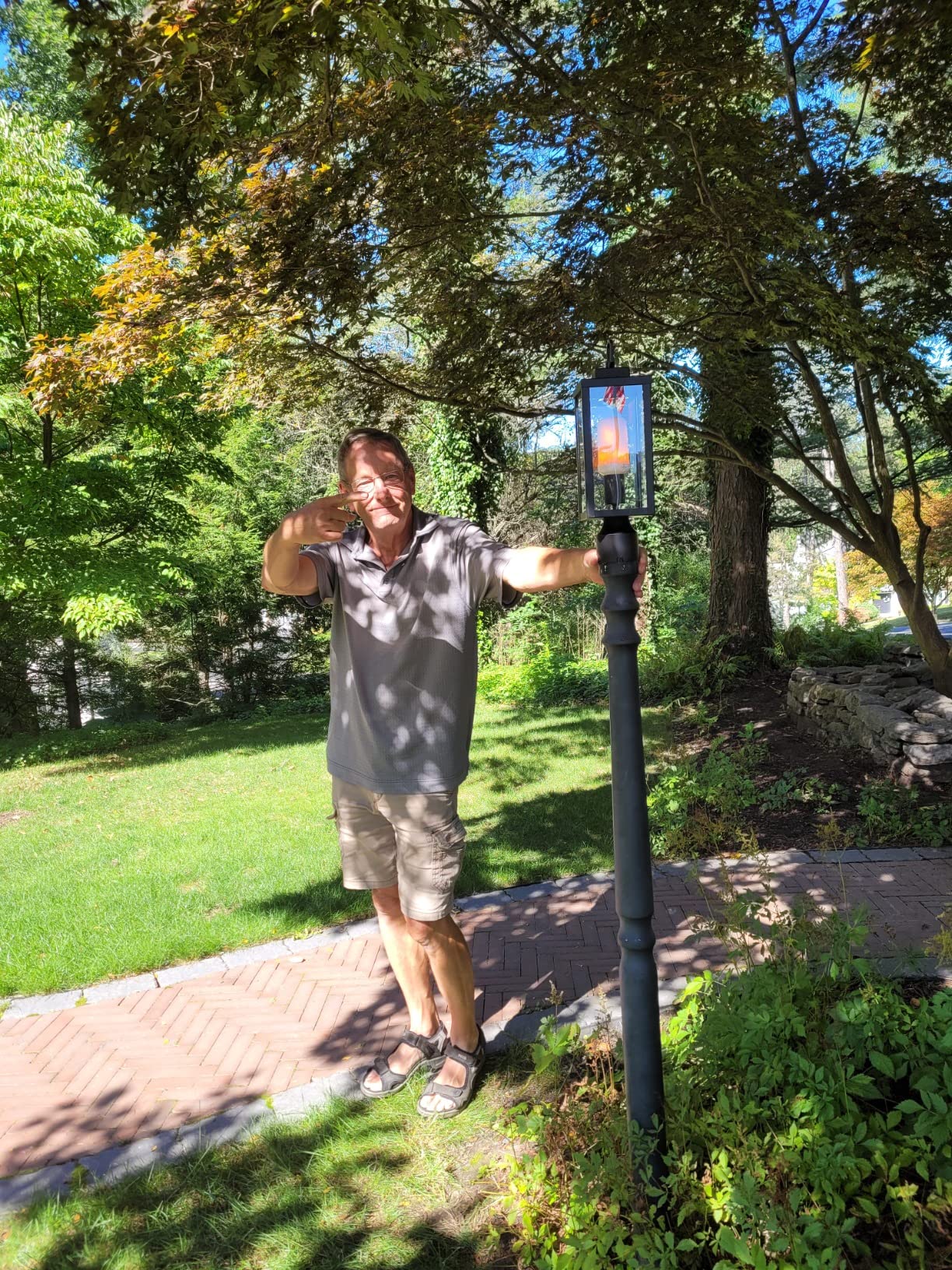 GRUENLICH Outdoor Post Light, Rustproof Pole Lamp, Tempered Glass, Black | Exterior Lamp Post Light Fixture for Garden, Yard, Pathway, Anti-rust Galvanized Metal, Waterproof, E26 Base, Max 60W, 1 Pack customer photo 2