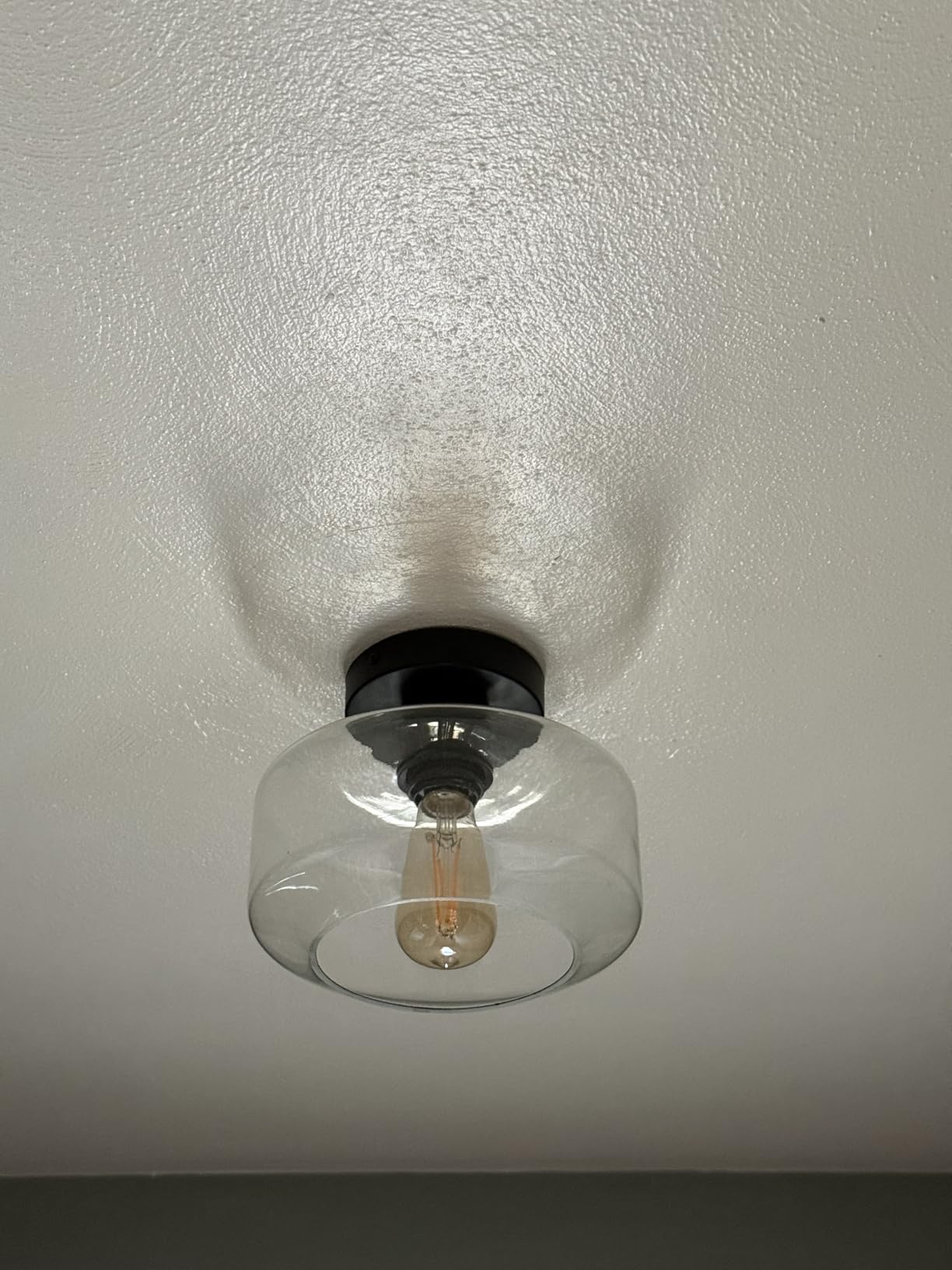 MAXvolador Industrial Semi Flush Mount Ceiling Light, Clear Glass Pendant Lamp Shade, Farmhouse Lighting for Hallway, Vintage Hanging Light Fixtures customer photo 2