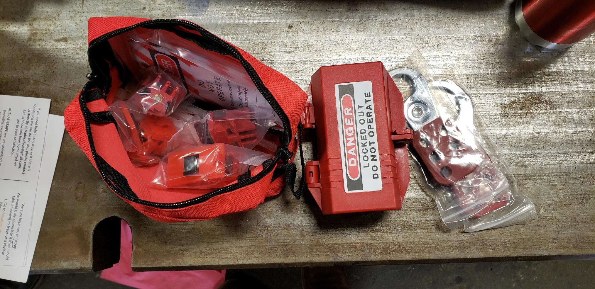 TRADESAFE Electrical Lockout Tagout Kit, Loto Kit, 2 Keys Per Loto Lock | 34-Piece Set, 110V-125V 30A Plug Lock, 120/277V Breaker Locks, 1in & 1-1/2in Hasps, 1-1/2in Shackle Padlock customer photo 1