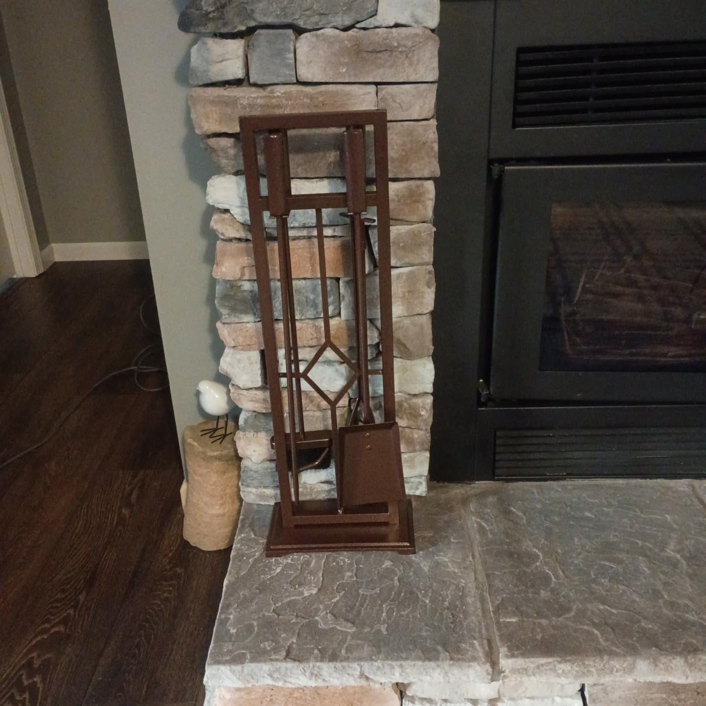 Fire Beauty 5 Pieces Fireplace Tools Set Wrought Iron Fire Place Pit Poker Holder(Black) customer photo 2