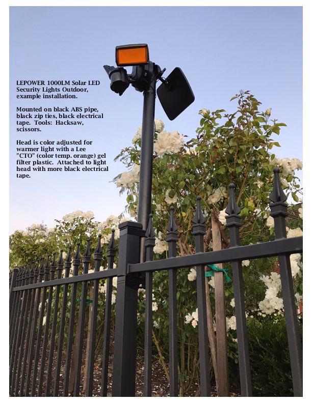 LEPOWER LED Solar Security Lights Outdoor, 1000LM Solar Motion Sensor Light Outdoor, 2 Head Solar Powered Flood Lights, 5500K, IP65 Waterproof Flood Lights for Backyard(Brown) customer photo 2