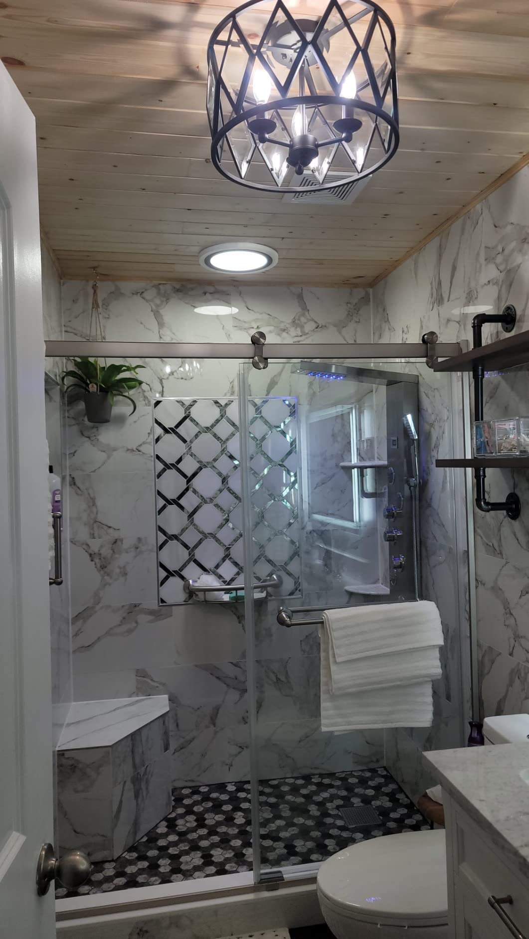 LED Shower Panel with Rainfall, Waterfall, Jets, Handheld,Tub Spout | Stainless Steel Brushed Nickel 6-in-1 Shower Panel Tower System Temperature Display Show Water Temperature Massage Jet Spray customer photo 2