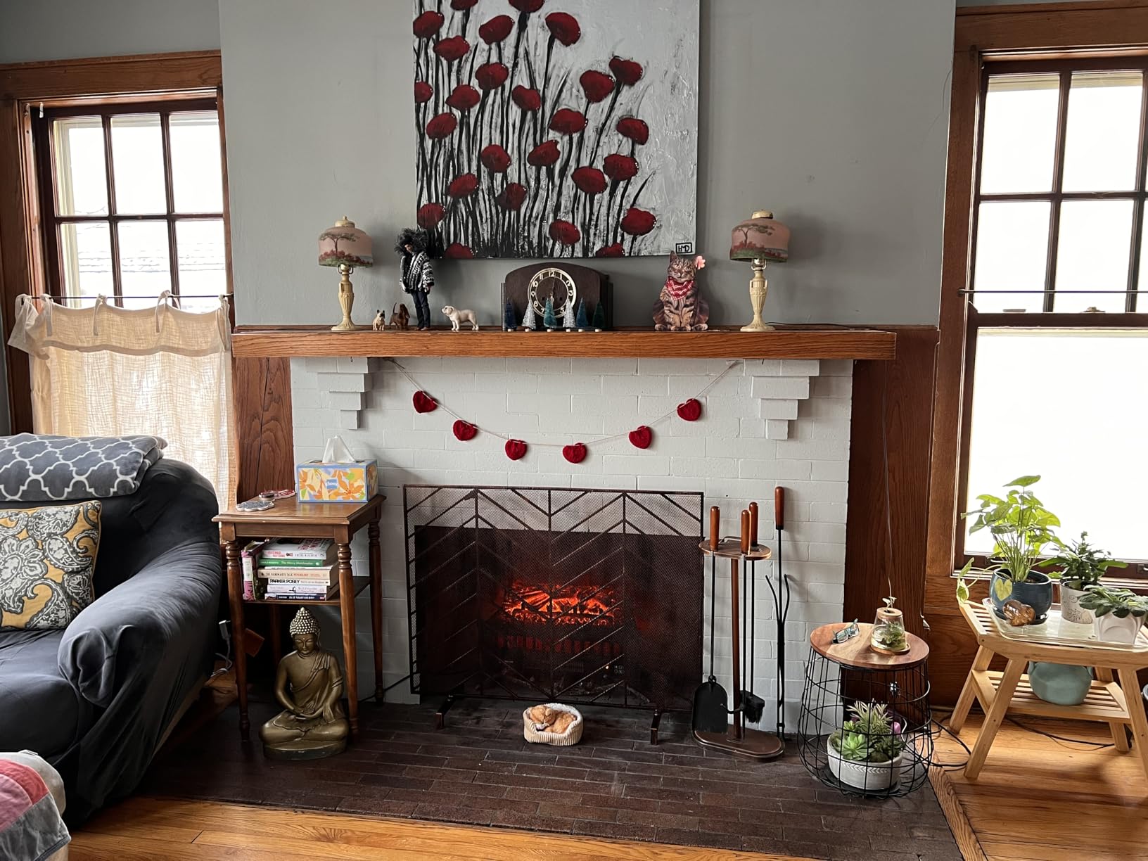 Best Choice Products 38x31in Single Panel Handcrafted Wrought Iron Mesh Chevron Fireplace Screen, Fire Spark Guard for Living Room, Bedroom Decor w/Distressed Antique Finish - Satin Black customer photo 2