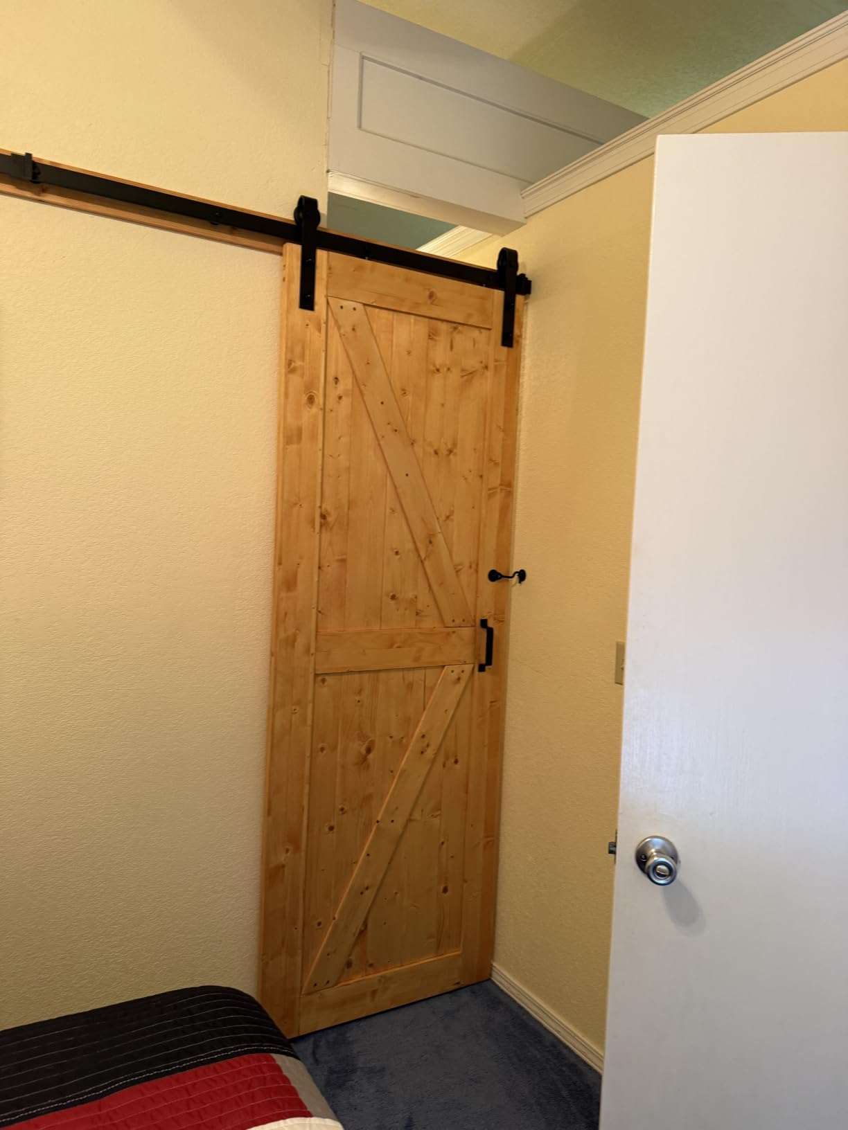 EaseLife 36in x 84in Sliding Barn Door with 6.6FT Barn Door Hardware Kit & Handle Included,Solid Spruce Wood Door,Assemblely Required,Stainable, K-Frame customer photo 1