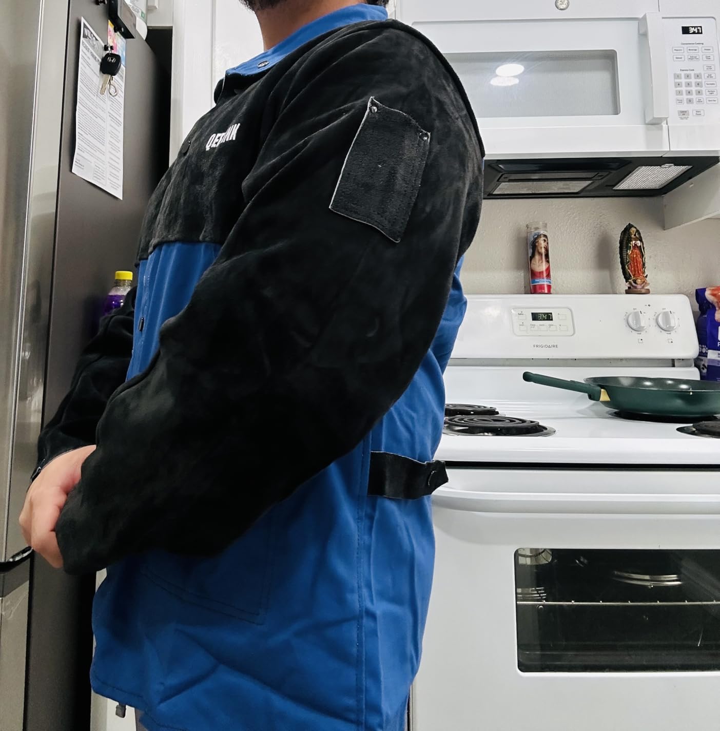 Welding Jacket Split Leather Sleeves | Premium Flame Resistant Cotton Body Hybrid Welder Jackets Clothes customer photo 2
