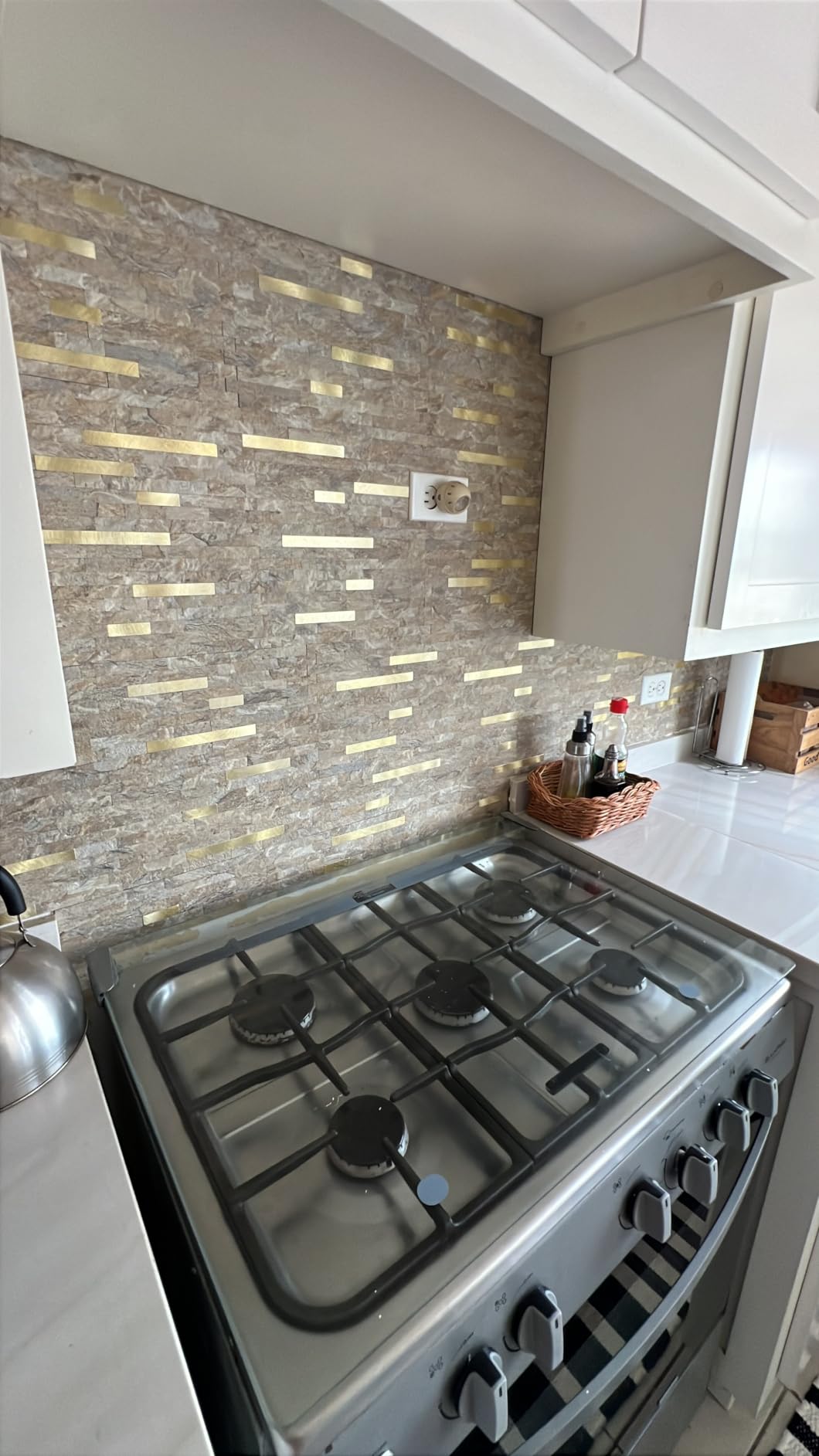 DICOFUN 10-Sheet Peel and Stick Backsplash Tile, Faux White Marble Look PVC Mixed Metal Stick on Backsplash Tiles for Kitchen and Bathroom, 9.4 sq.ft customer photo 2