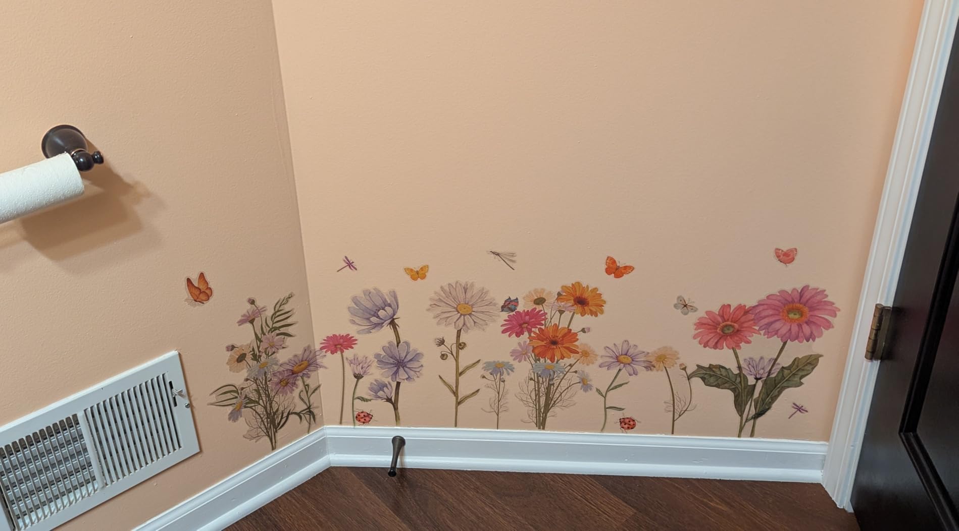 Zonon 64 Pcs Flowers and Butterflies Wall Decals, Wildflower Butterfly Dragonflies Decals for Wall, Removable PVC Garden Peel and Stick Walls Stickers Murals for Nursery Bedroom Office Decor (Colorful) customer photo 2