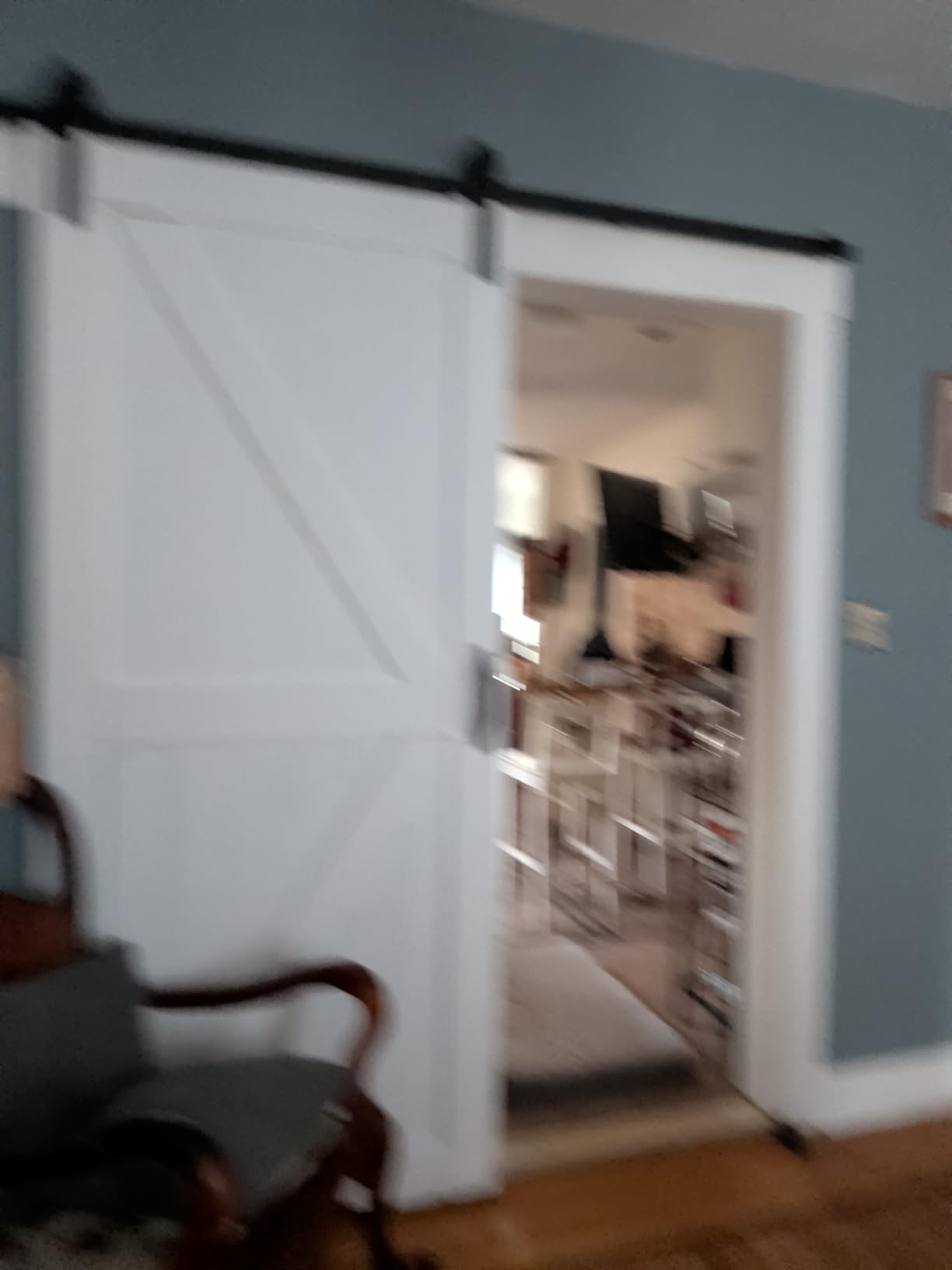 FREDBECK 36in x 84in Gray Wood Barn Door Slab with 6.6ft (79inch) Barn Door Hardware Track Kit Included, Double Surfaces,Simple Assembly is Required,K-Frame,Grey customer photo 1