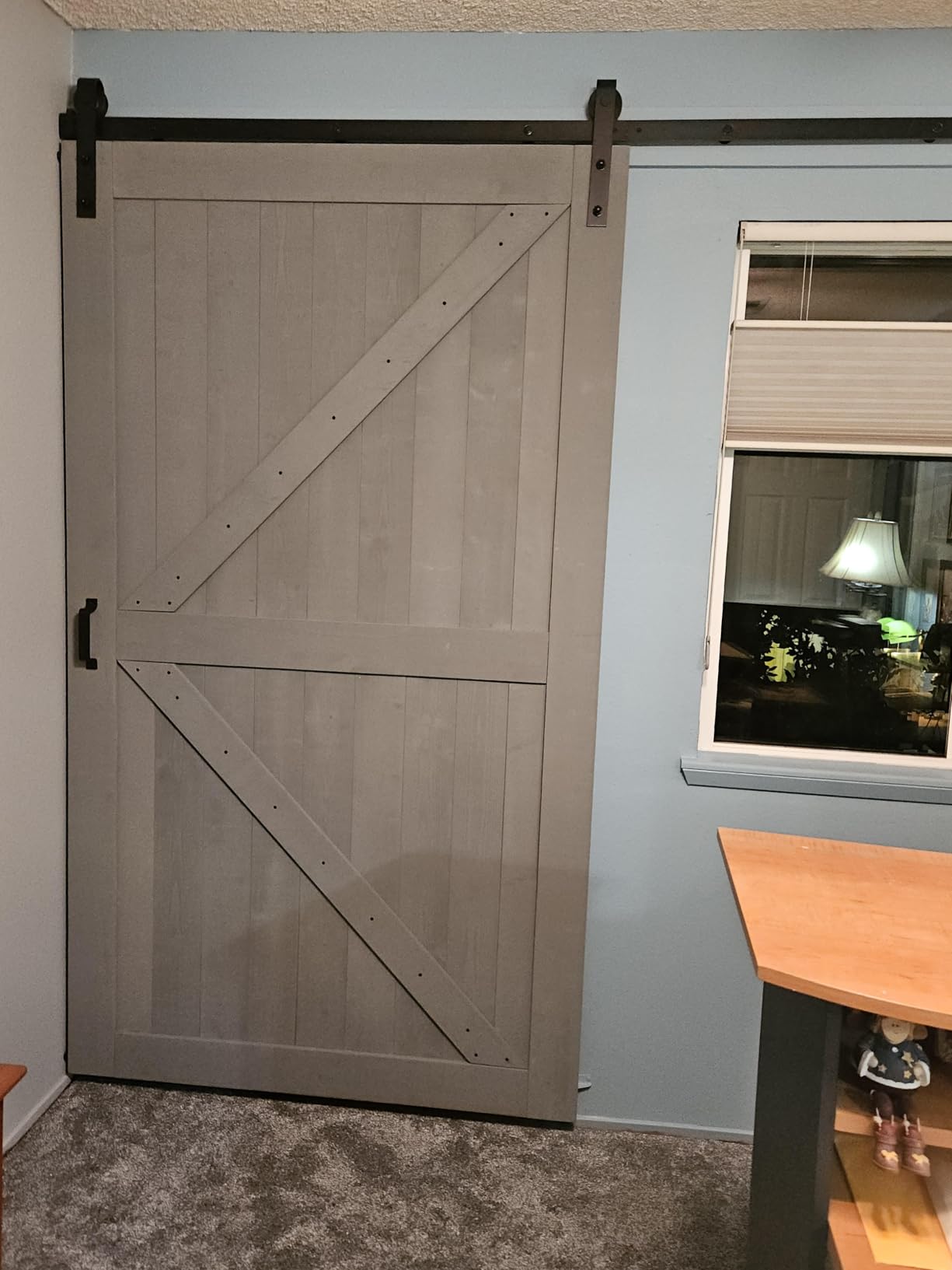 FREDBECK 36in x 84in Gray Wood Barn Door Slab with 6.6ft (79inch) Barn Door Hardware Track Kit Included, Double Surfaces,Simple Assembly is Required,K-Frame,Grey customer photo 2