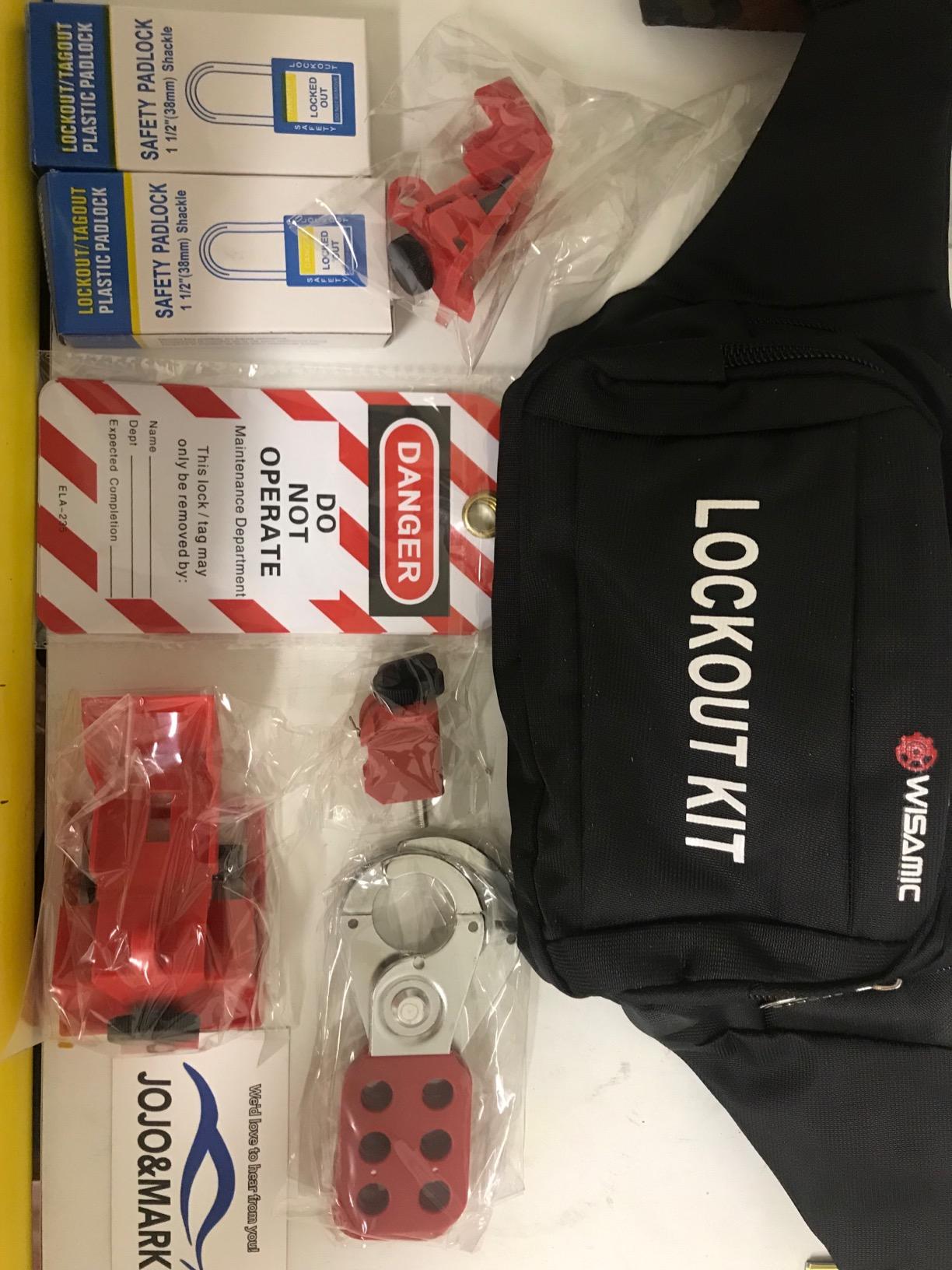 Lockout Tagout Kit Electrical Loto - Clamp-On Circuit Breaker Lockout, Group Lockout Hasps, Lockout Tag, Universal Multi- Pole Breaker with Pocket Bag (Bigger Red Kit) customer photo 2