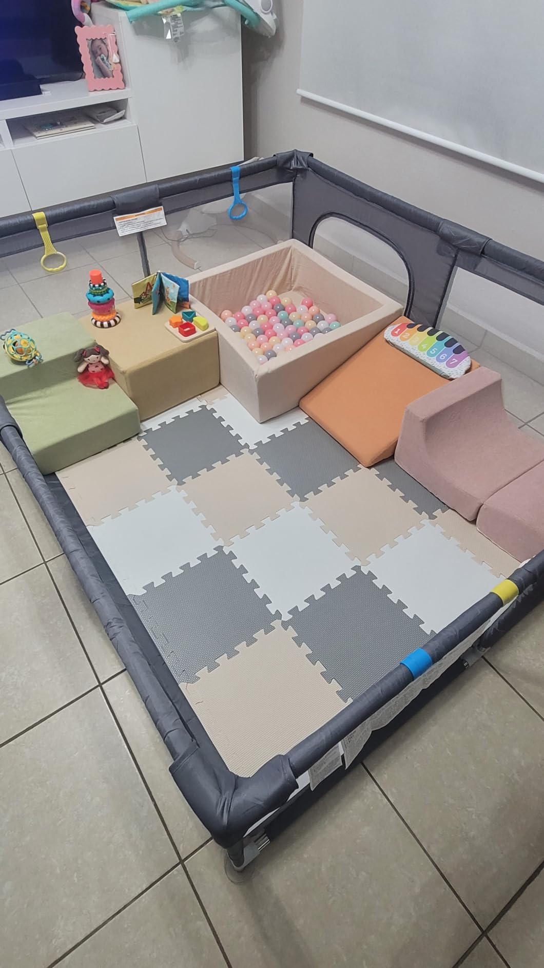 MioTetto Baby Play Mat, Soft Foam Floor Tiles for Kids. Adjustable Interlocking Foam Tiles, Fits with 50x50 Playpen Baby mat for Crawling & Development, Safe & Non-Toxic Playmat for Babies 6-12 Months customer photo 2