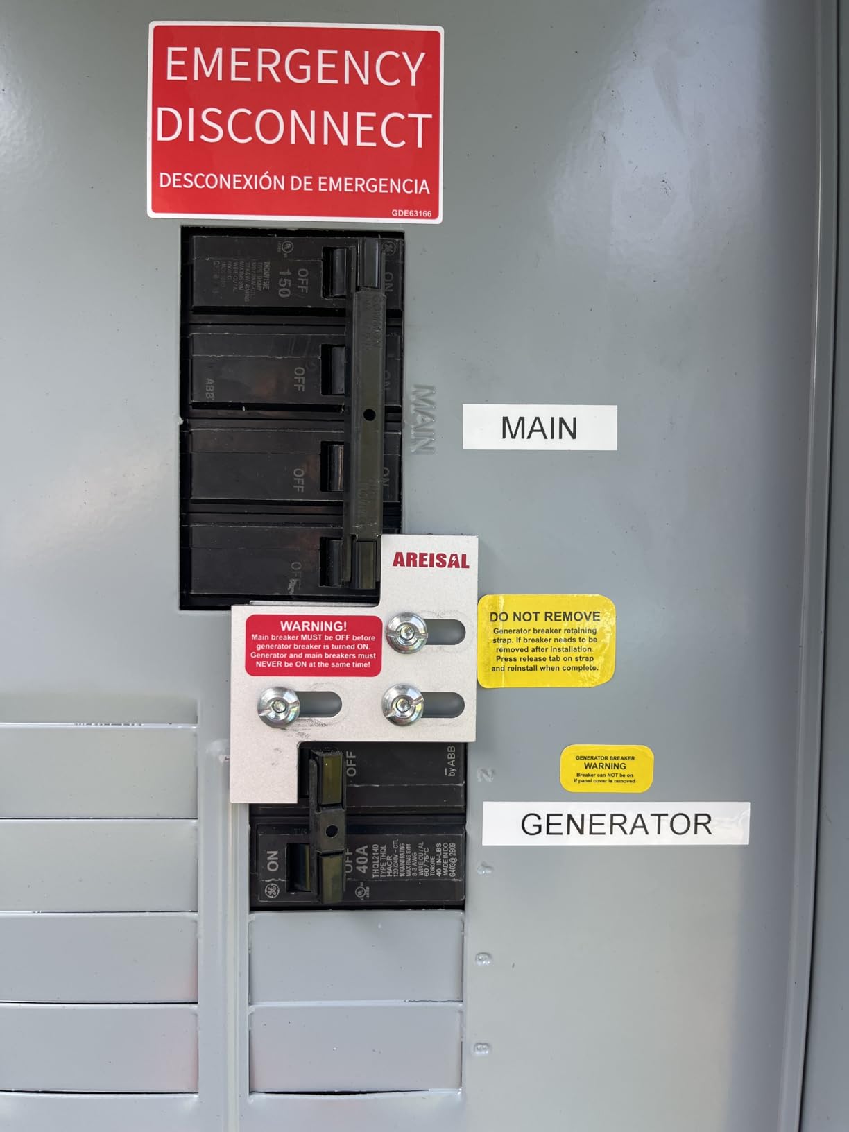 Generator Interlock Kit Compatible with General Electric GE 150 or 200 amp Main Breaker,1 1/4 Inch Spacing Between Main and Branch Breaker customer photo 1