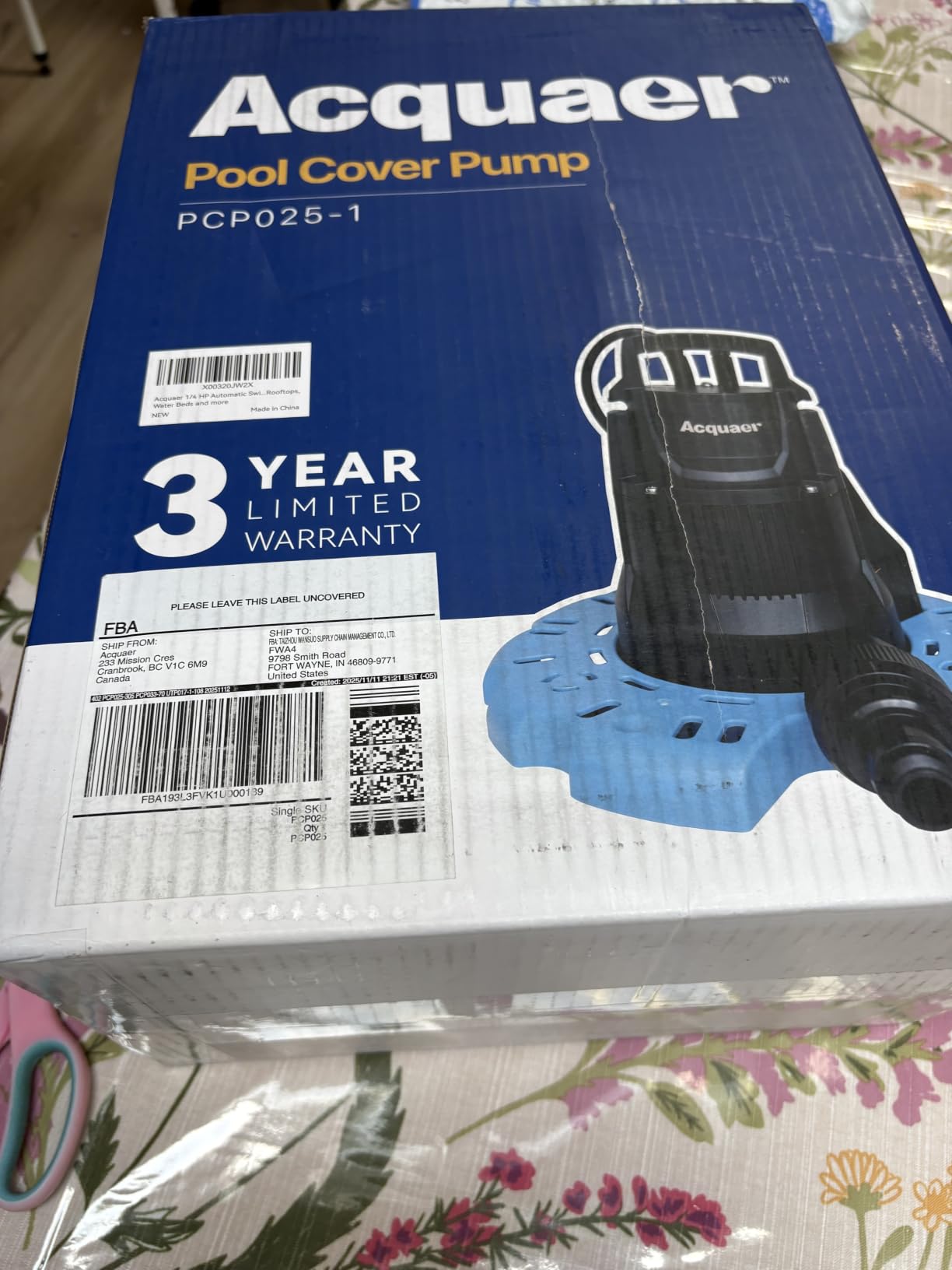 Acquaer Submersible Water Pump 1/6 HP Sump Pump Thermoplastic Utility Pump Small Electric Water Pump 1750GPH Water Remove for Basement Hot Tubs Garden Pool Cover Draining with 10 ft Cord customer photo 1