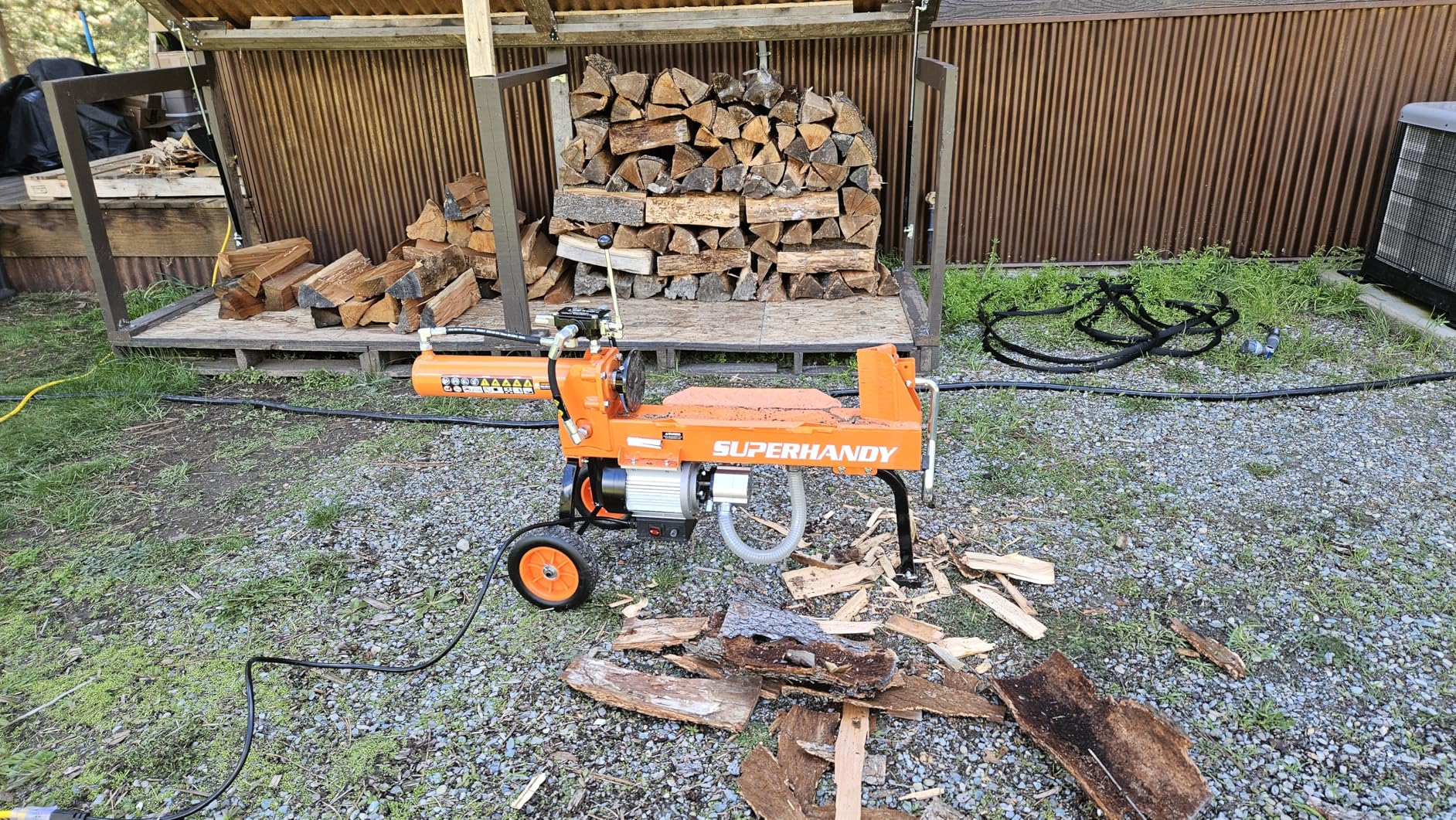SuperHandy Hydraulic Log Splitter, 14 Ton, Portable Firewood Splitter | Auto-return ram customer photo 2