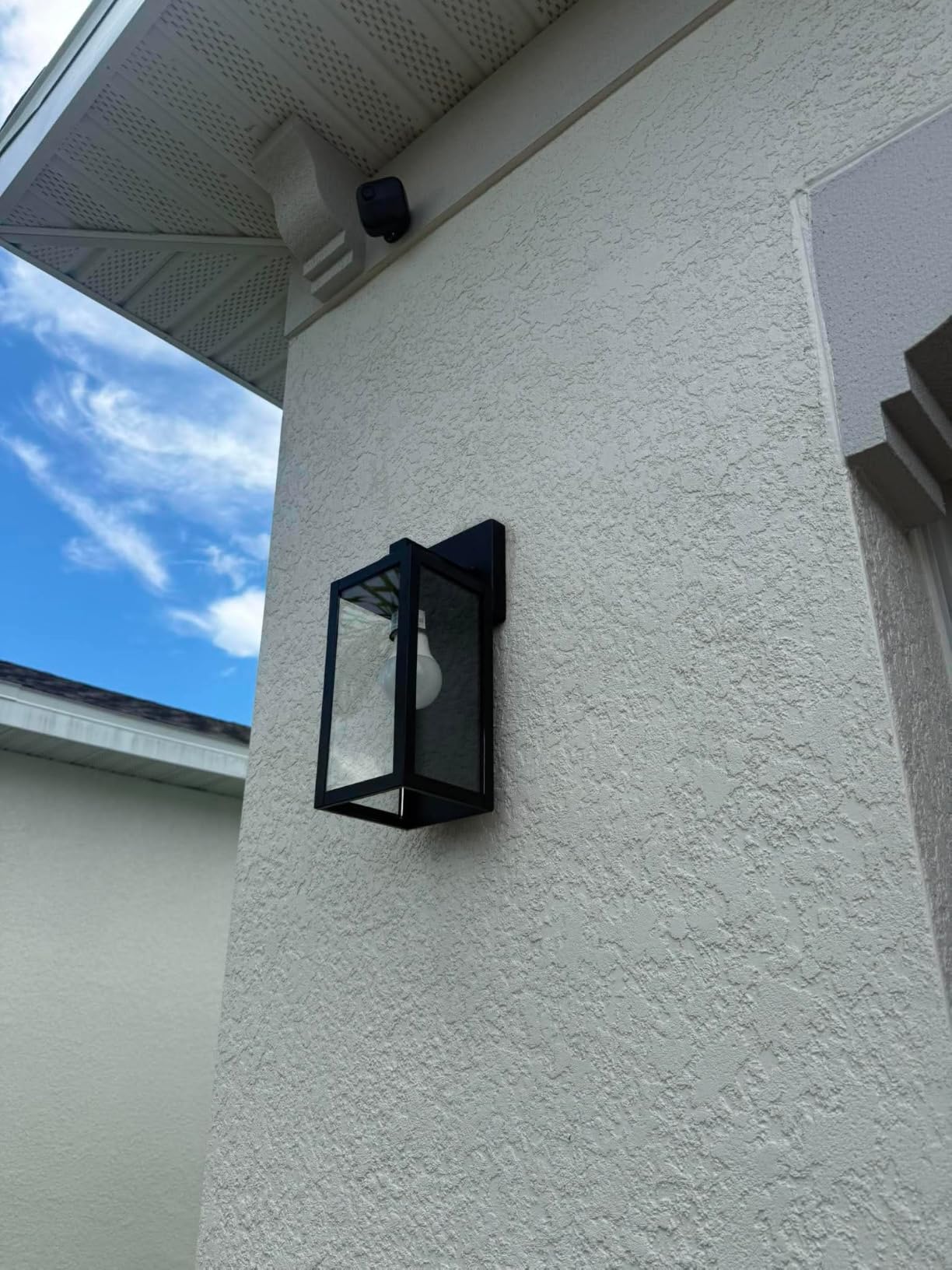 Outdoor Wall Light Fixtures, Exterior Waterproof Wall Lanterns, Porch Sconces Lighting with E26 Sockets & Glass Shades, Modern Matte Black Outside Lights for Patio Front Door Entryway Garage, 2-Pack customer photo 2