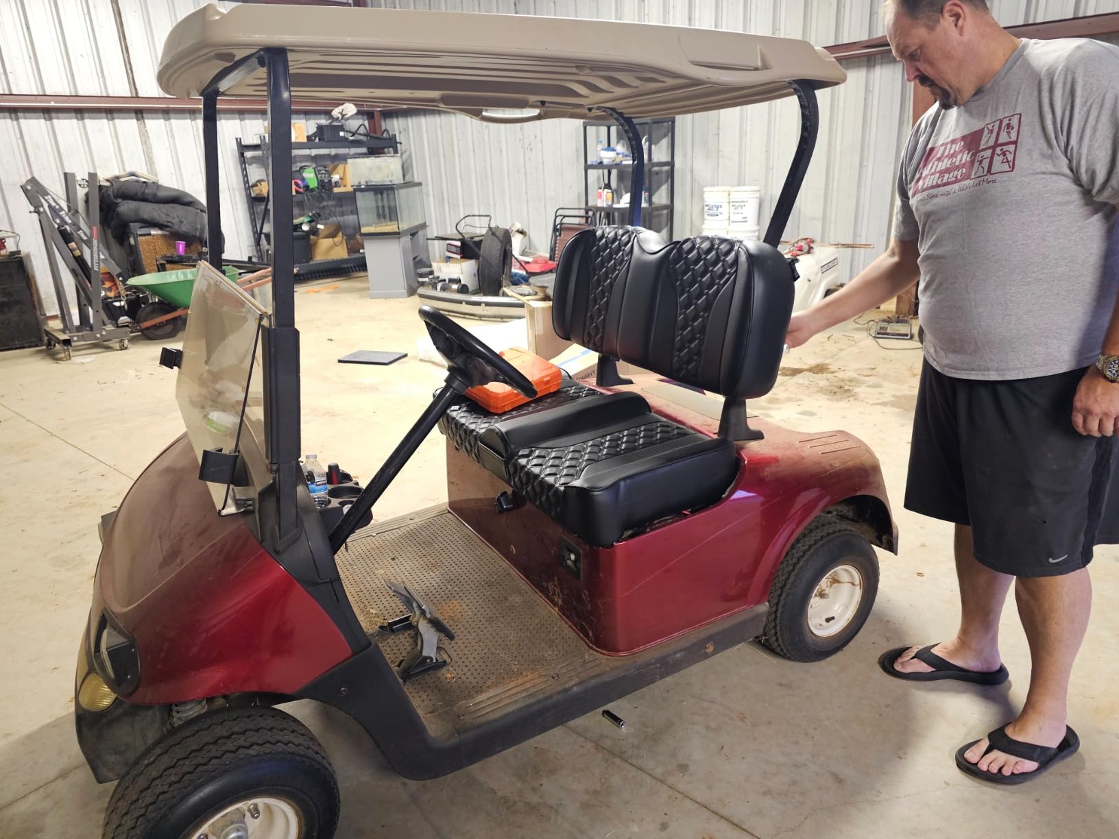 MODZ FS2 Custom Golf Cart Front Seat for EZGO RXV - [2008-Up] - Black Base - Double Diamond Pattern customer photo 1