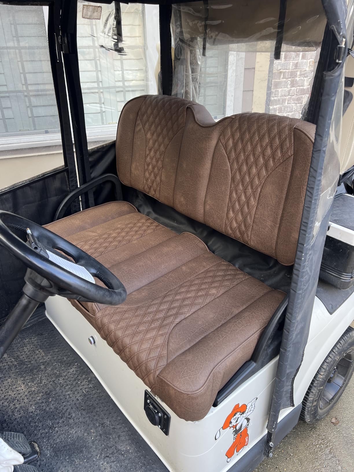 MODZ FS2 Custom Golf Cart Front Seat for Yamaha Drive2 - [2017-Up] - Brown Base - Double Diamond Pattern customer photo 1