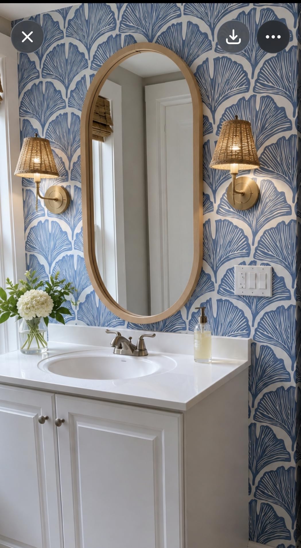 Novogratz x Waverly Blue Feather Palm Removable Peel and Stick Wallpaper customer photo 1