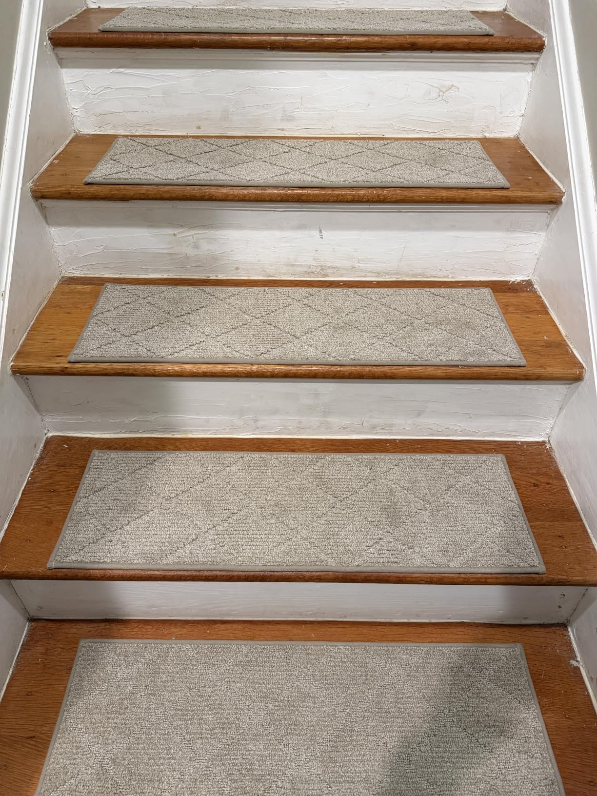 COSY HOMEER Edging Stair Treads Non-Slip Carpet Mat 28inX9in,15pc,Beige | Indoor Stair Runner for Wooden Steps,Washable Adhesive Stairs Rugs for Kid,Elder,Dog,Polyester Carpet Stair Treads,TPE Back customer photo 1