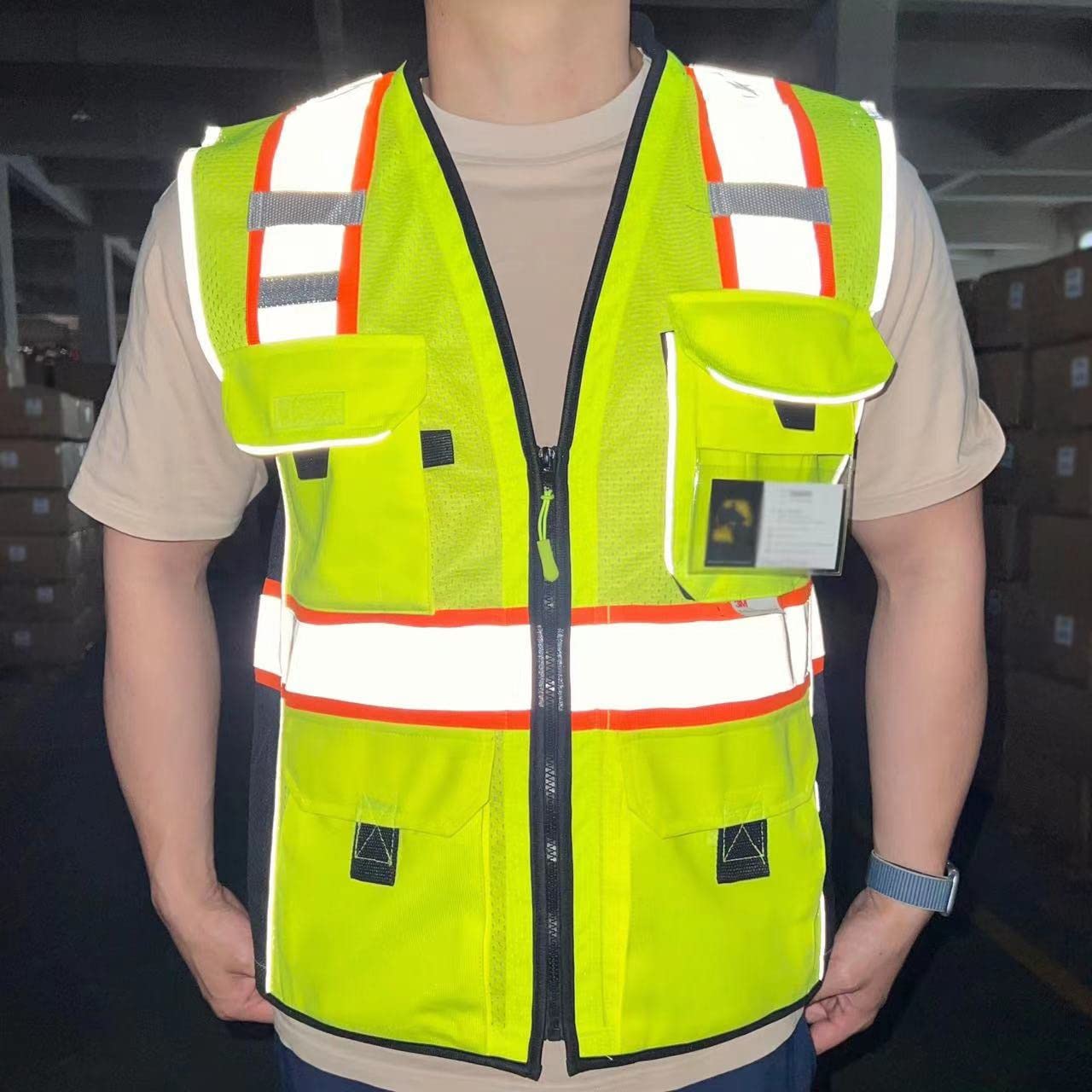 Neopelta Heavy Duty ANSI Reflective Safety Vest with Pockets Yellow Mesh 3X customer photo 2