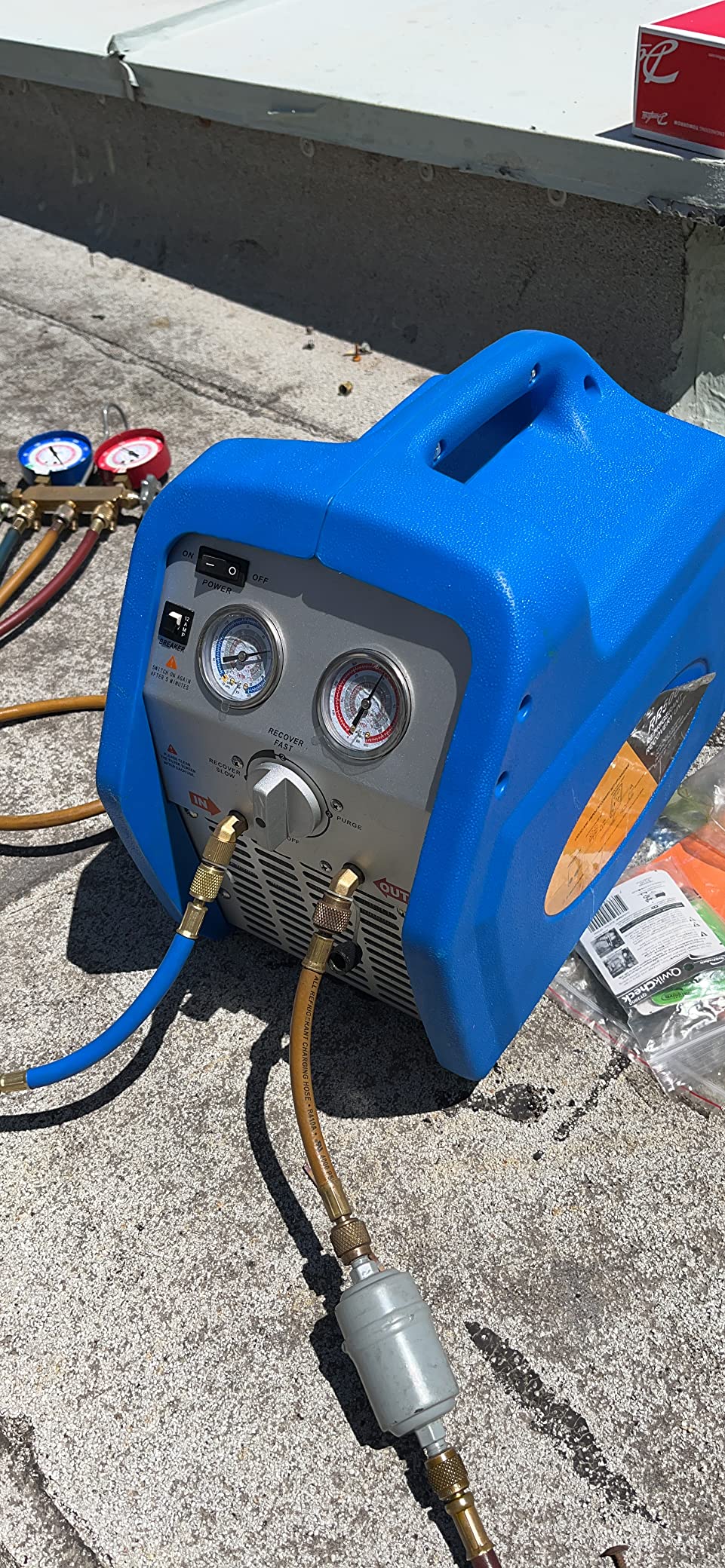 1 HP Dual Cylinder Oil-Less Refrigerant Recovery Machine | 110V 60Hz, Portable Design, Self-Purge Function, Liquid & Vapor Refrigerant Recovery, For Automotive / Household AC customer photo 1