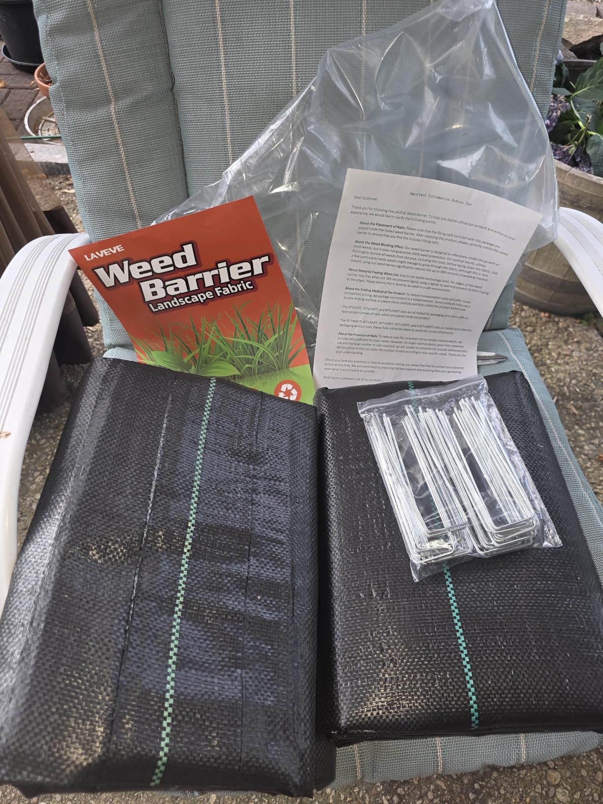 LAVEVE 4FT x 100FT Weed Barrier Landscape Fabric, 3.2oz Premium Heavy Duty Garden Cloth, Ground Cover for Gardening, Farming (4x50FT x 2Pack) customer photo 1