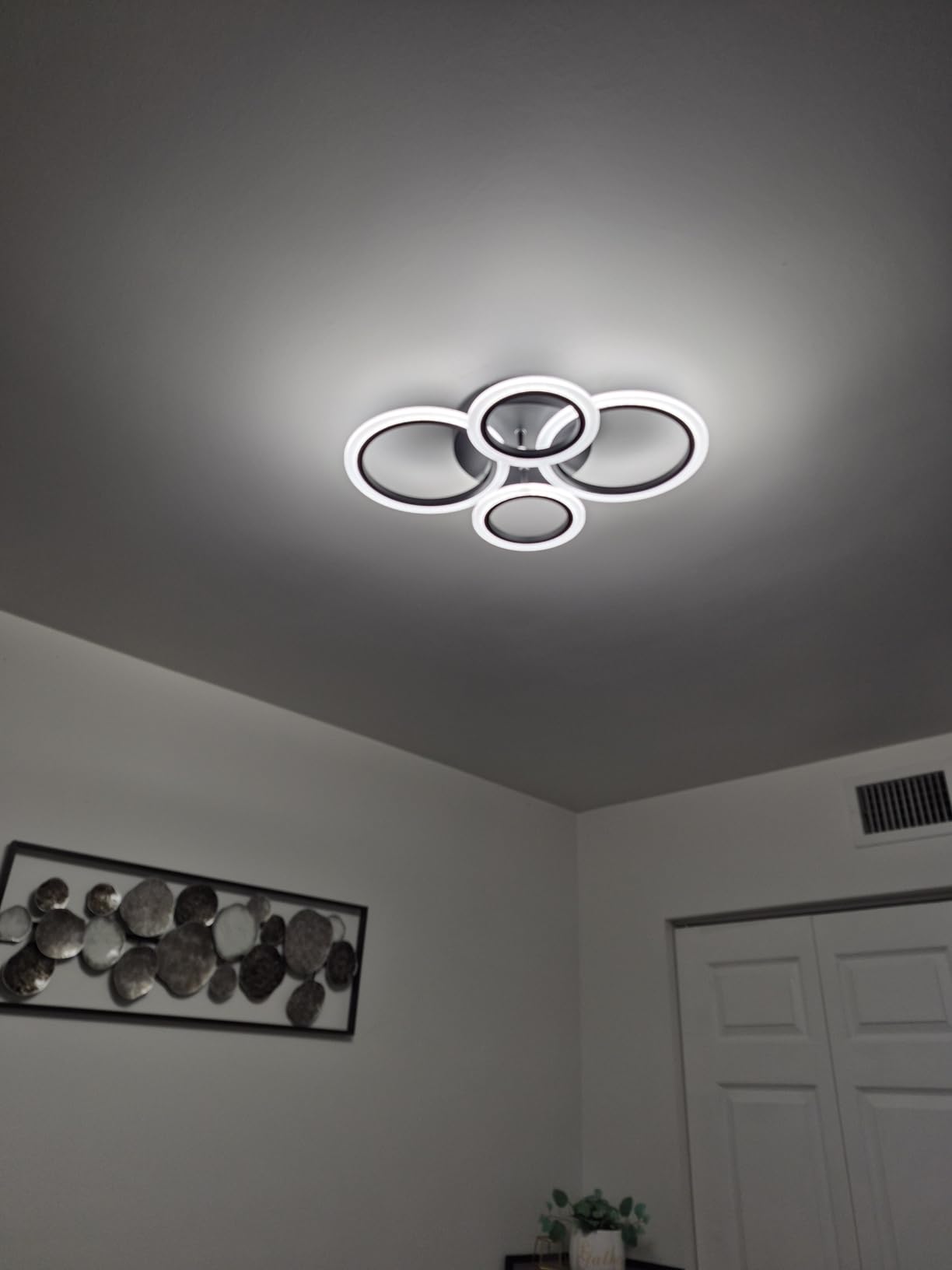 Modern LED Flush Mount Ceiling Light, Black, 4 Rings, Not Dimmable | 4000K Close to Ceiling Light Fixtures, Kitchen Lighting Fixture Lamp for Bedroom, Living Room, Laundry Room customer photo 1