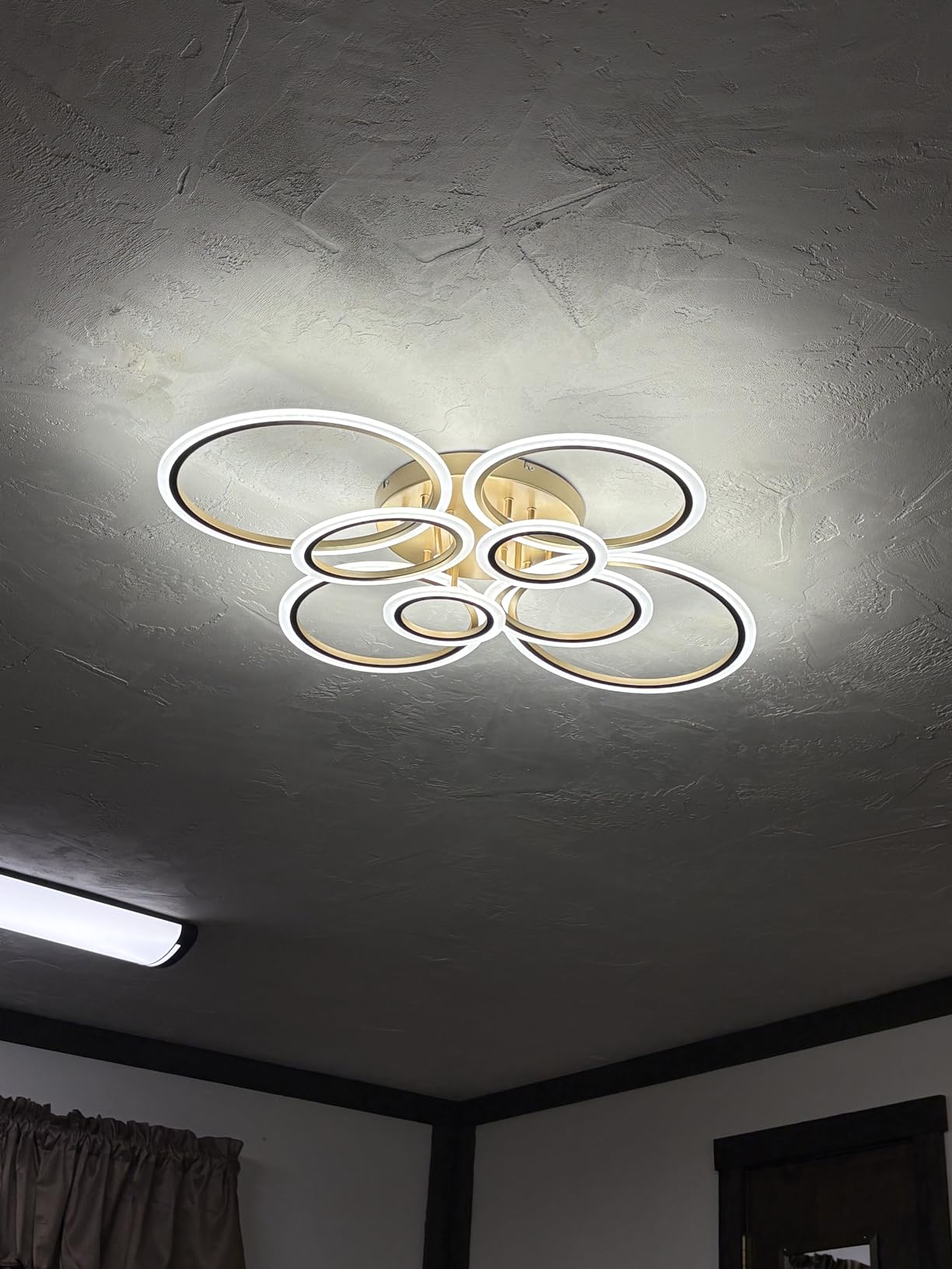 Modern LED Flush Mount Ceiling Light, Black, 4 Rings, Not Dimmable | 4000K Close to Ceiling Light Fixtures, Kitchen Lighting Fixture Lamp for Bedroom, Living Room, Laundry Room customer photo 2
