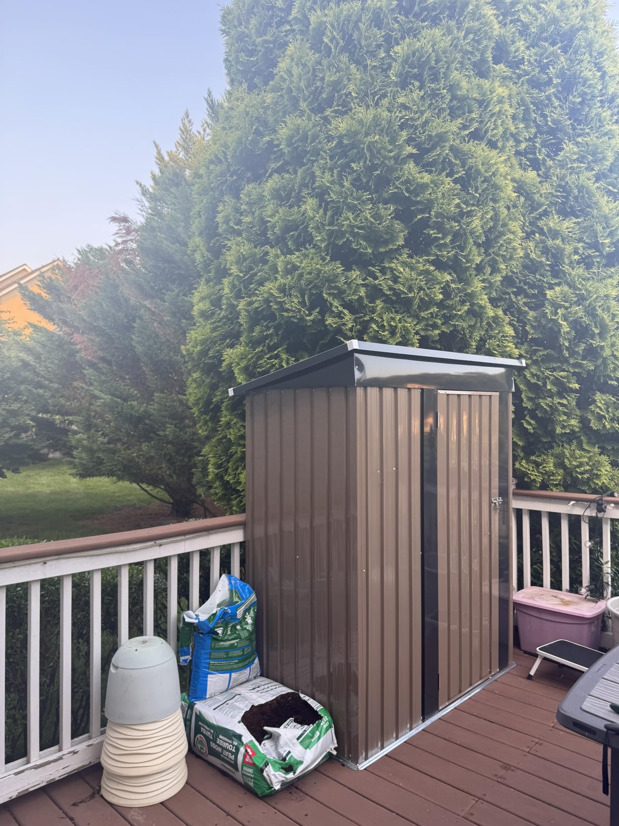 Devoko Outdoor Storage Shed 5 x 3 FT Lockable Metal Garden Shed | Steel Anti-Corrosion Storage Shed with Single Lockable Door for Backyard Outdoor Patio (Brown) customer photo 1
