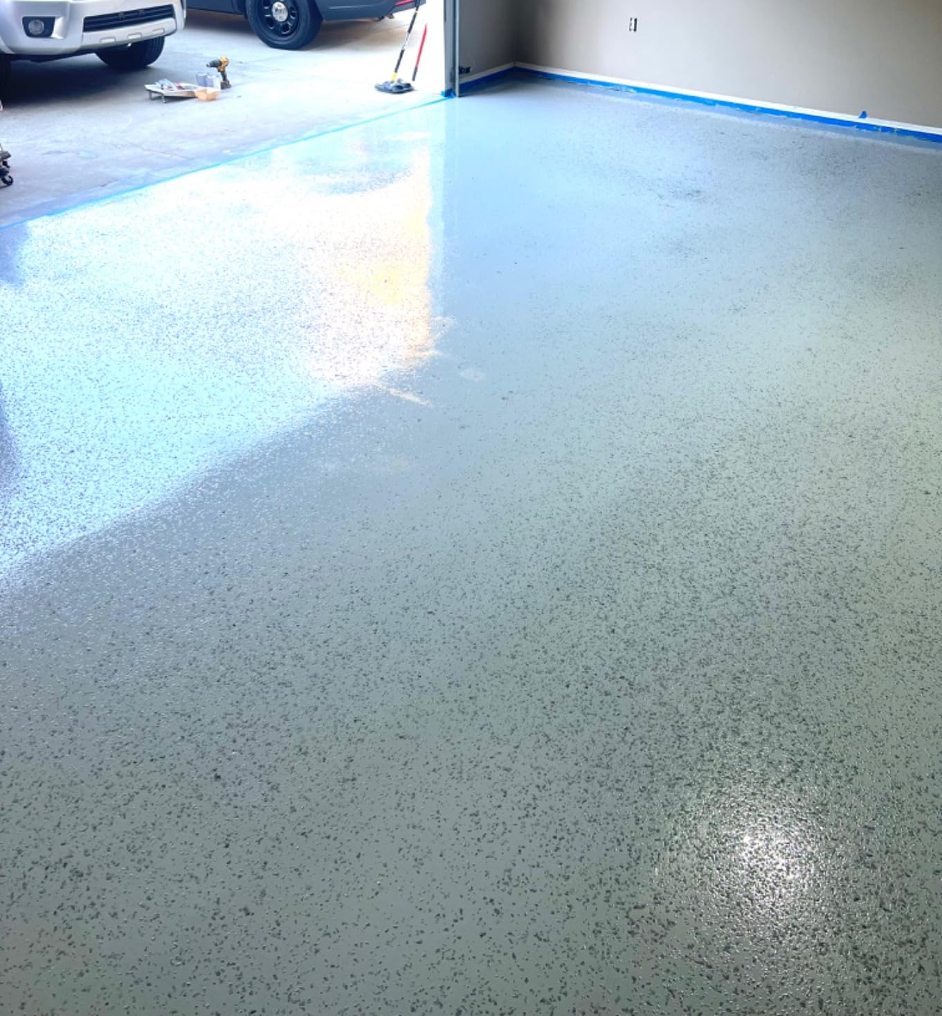 ArmorPoxy Garage Epoxy Floor Kit - 100% Solids - 2 Part Industrial-Grade Coating w/UltraGlaze Topcoat | DIY Slip & Hot Tire Resistant |300 Sq Ft - Designer Gray - 17 pc kit customer photo 2