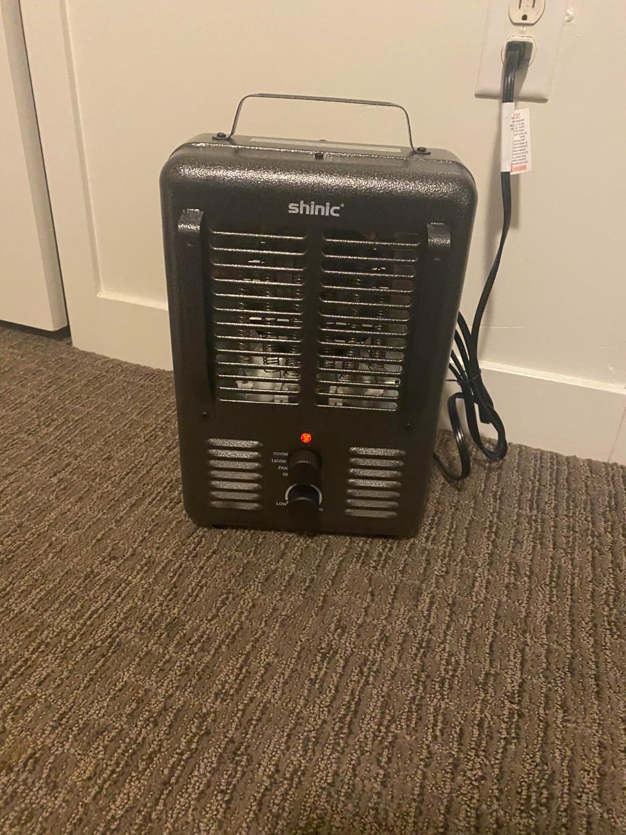 Shinic Space Heater, 1500W Milkhouse Heater with Thermostat, Stay Cool Durable Metal Housing, Overheat protection, 3-Prong Plug, Tip-Over Auto Shut Off, Utility Heater for Garage, Bedroom, Greenhouse customer photo 1