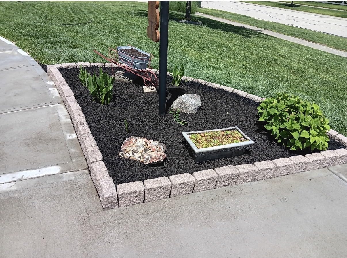 Landscape Edging | Garden Edging Border | Polyrock Blocks for Lawn Edging, Flower Beds & Yard Edging - 4 Pack | Each Section Has 6 Blocks 48