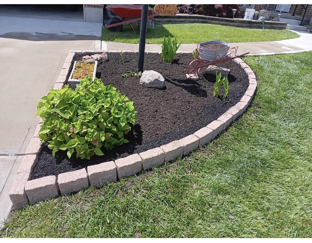 Landscape Edging | Garden Edging Border | Polyrock Blocks for Lawn Edging, Flower Beds & Yard Edging - 4 Pack | Each Section Has 6 Blocks 48