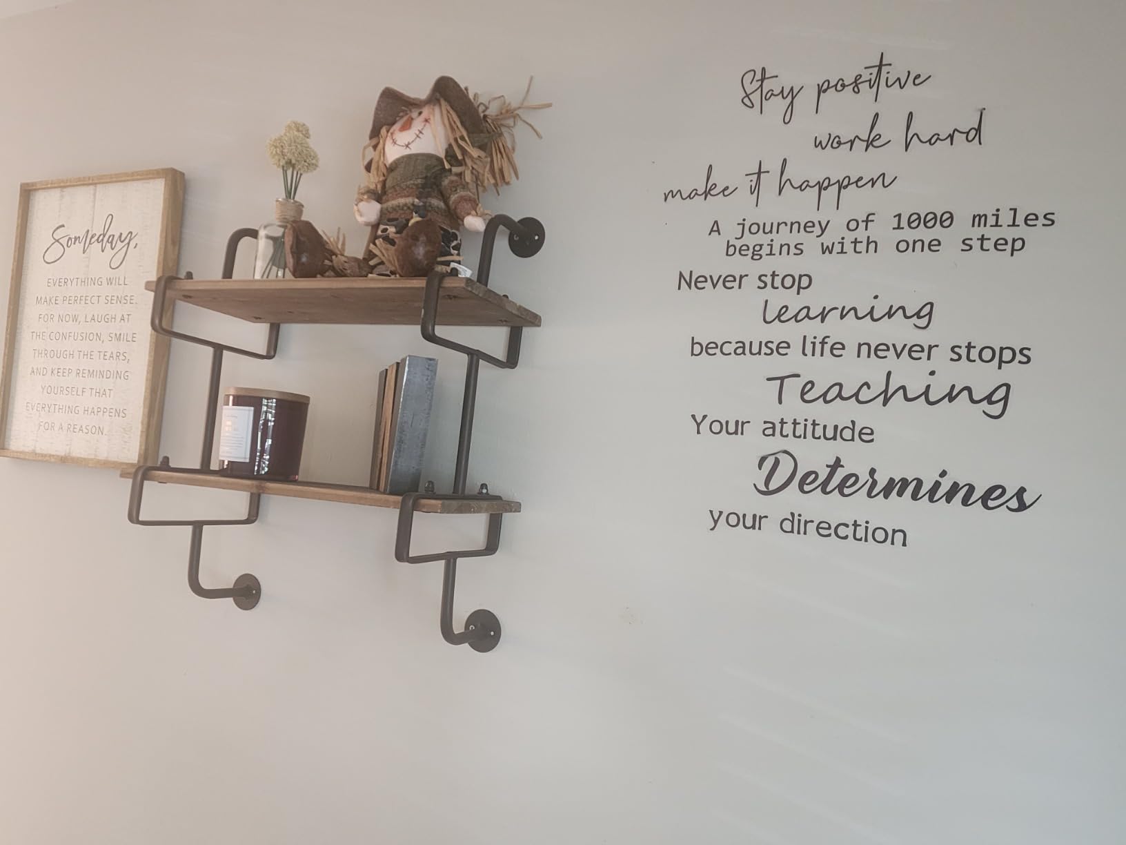 Fumete 9 Pcs Vinyl Wall Decals Inspirational Quotes Stickers Removable Motivational Positive Saying Encouragement Affirmation Stickers Peel and Stick for School Classroom Home Office(Classic) customer photo 2