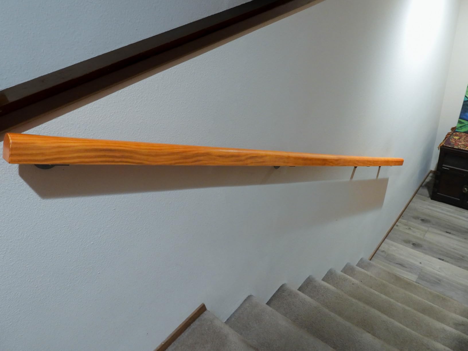 Wooden Stair Handrail, Single Piece Handrails, Complete Kit with Metal Bracket, Safety Anti-Slip Wall Stair Rail for Indoor Elderly Children, for Bars Lofts Kindergarten Guardrail Corridor customer photo 2