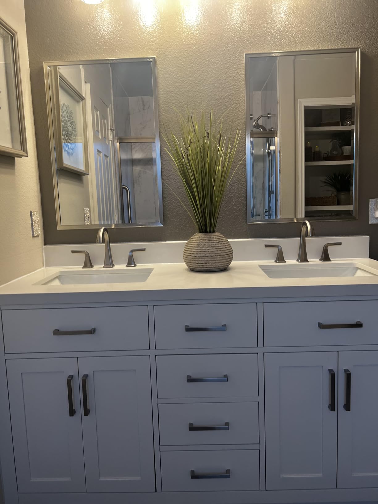ARIEL Hepburn 60-inch Bathroom Vanity with Sink,Solid Wood, 1.5-inch Pure White Quartz Countertop, Double Rectangular Porcelain Sink, 4 Soft Closing Doors, 6 Dovetail Drawers, Midnight Blue customer photo 1