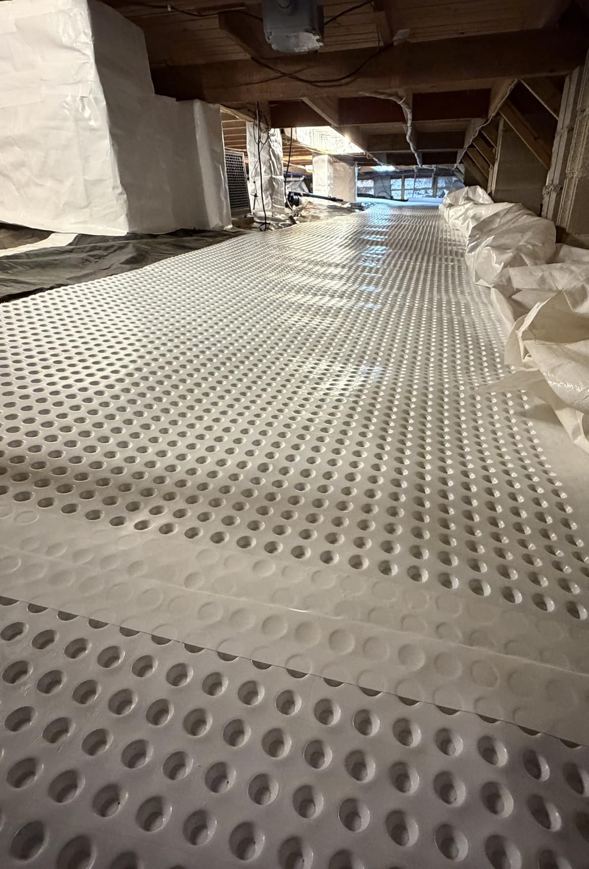Whitecap Dimple Drainage Matting 4' x 50' - Heavy Duty Foundation Drainage Membrane for Crawl Space & Basement, Protects Vapor Barriers, Improves Water Flow, Waterproof Floor Underlayment customer photo 1