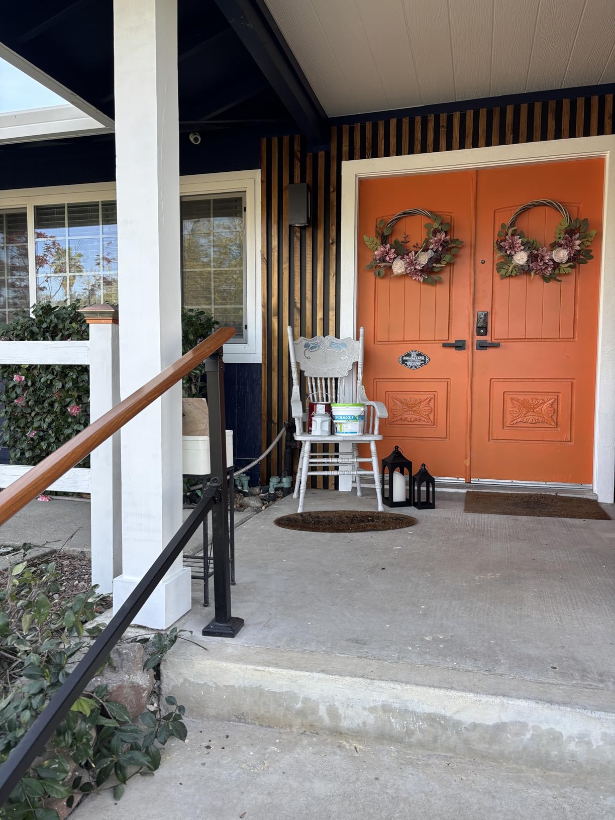 Metal Handrail Wood Grain for Elderly, 3 Step Hand Rails for Outdoor Steps, Outdoor Indoor Stair Handrails Kit, Porch Hand Rails for Concrete Steps | Outdoor Handrails for Exterior Steps, Rustproof Aluminum Connectors, Stair Handrails Kit for Concrete, Wood, Porch, Deck customer photo 1
