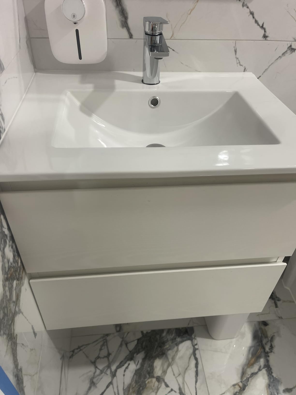 24 Inch Floating Bathroom Vanity with Sink, Gray Wall Mounted Vanity Cabinet with 2 Drawers, Ceramic Sink, Soft Close Slides for Small Bathroom, Powder Room customer photo 1