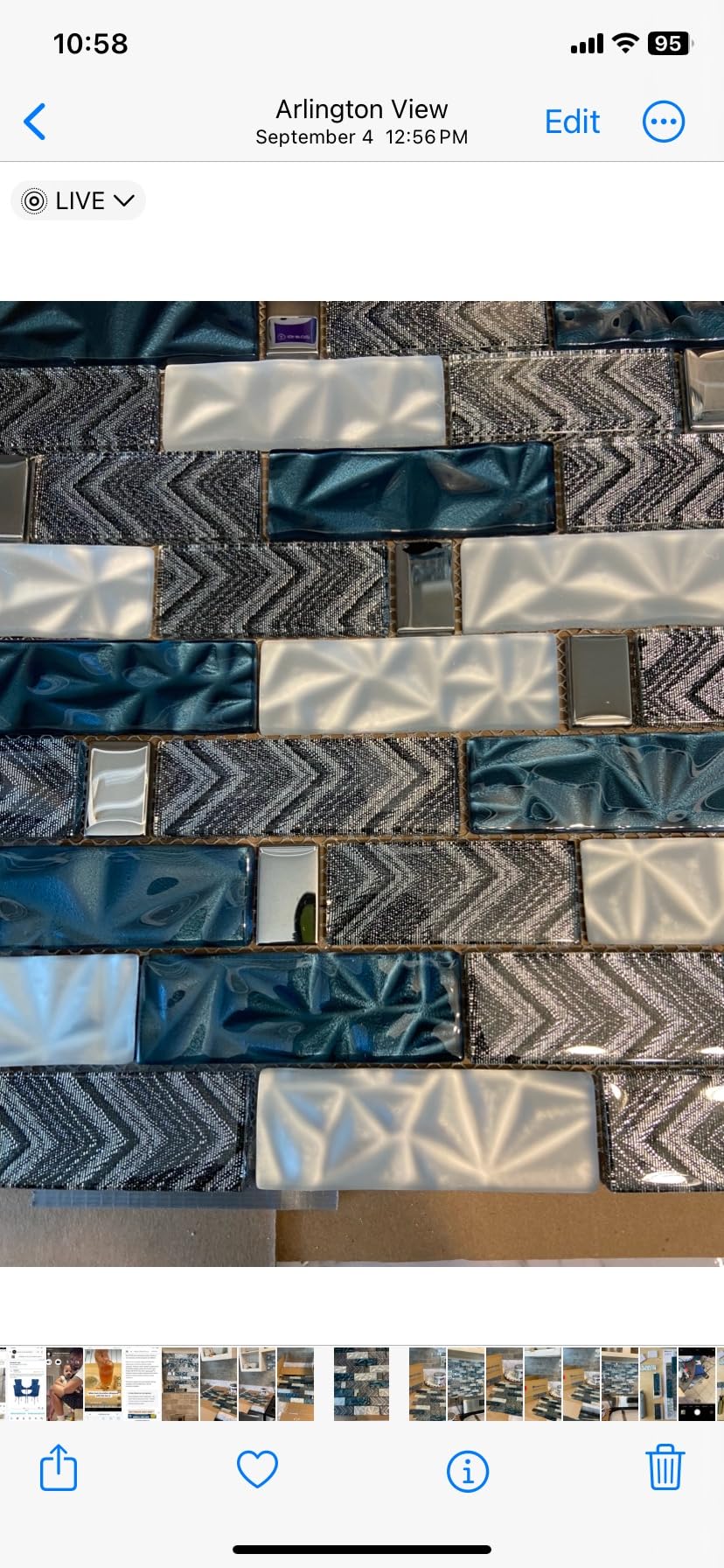 Glass Tiles Backsplash Subway Blue Mosaic Tile for Kitchen Bathroom Walls (Pack of 5 Sheets) customer photo 1