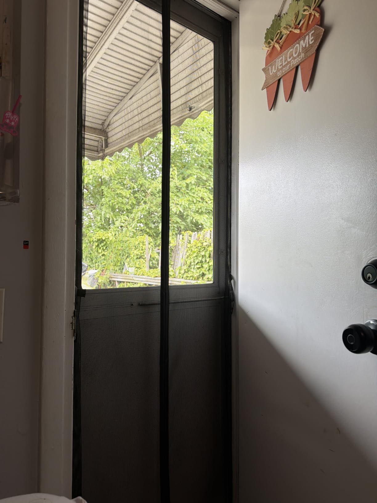 AUGO Heavy Duty Magnetic Screen Door - Fiberglass Pet Resistant Mesh, Self Sealing Hands Free Magnetic Closure, Tear Resistant Door Screen Keeps Bugs Out, Patent Pending Keep Open Feature - 38