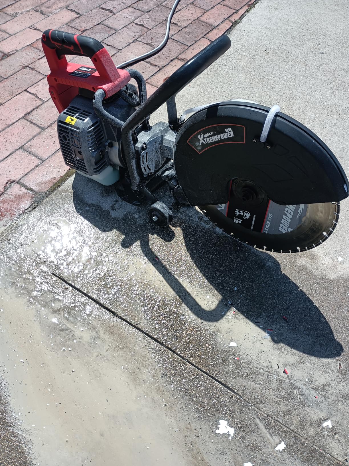 XtremepowerUS 16-Inch Gas Powered Concrete Cut-Off Saw, 52cc 2-Stroke Engine, 5-Inch Max Cut Depth, Guide Roller, Heavy-Duty Masonry Saw for Concrete, Asphalt, Brick, Stone & Metal customer photo 2