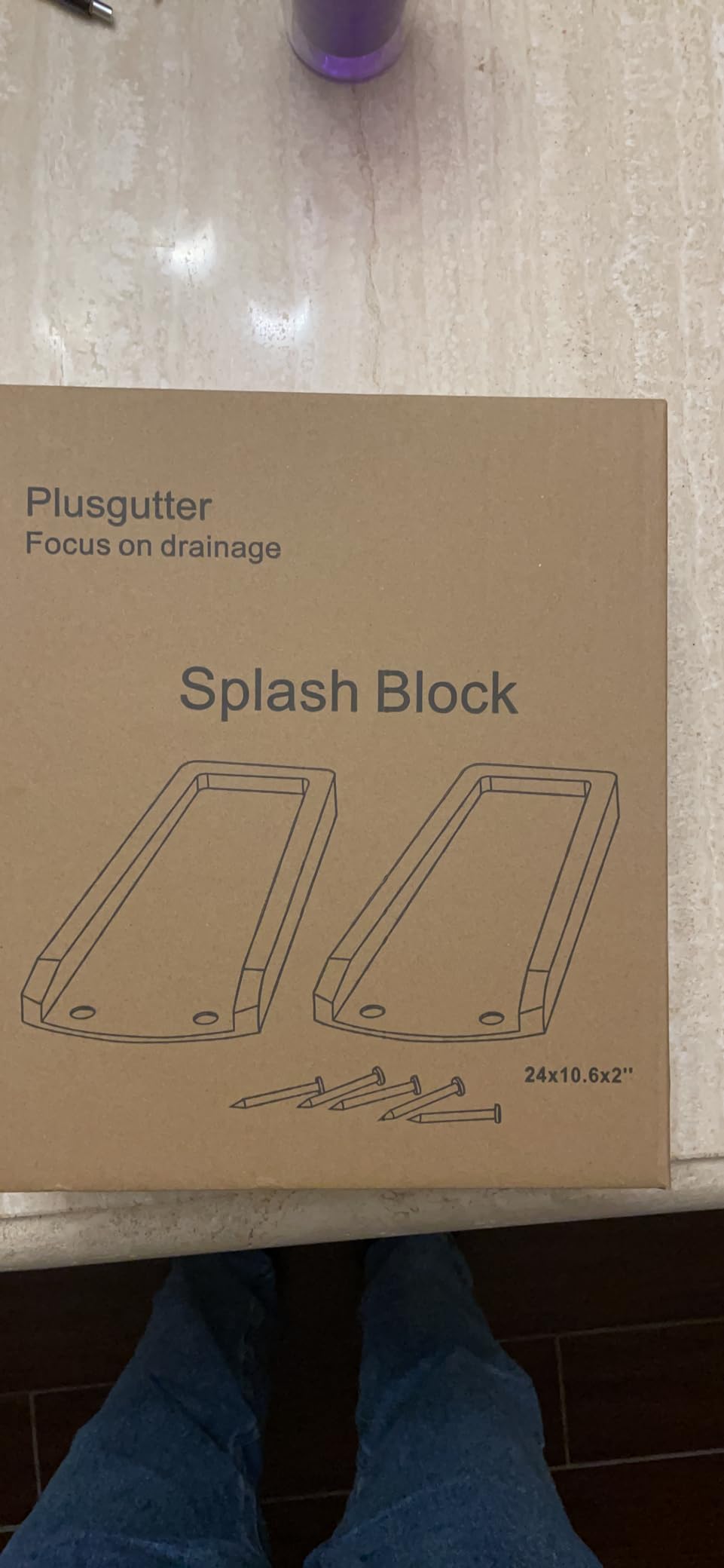 plusgutter Rain Gutter Downspout Splash Block, Gutter Downspout Extensions for Water Drainage, 24