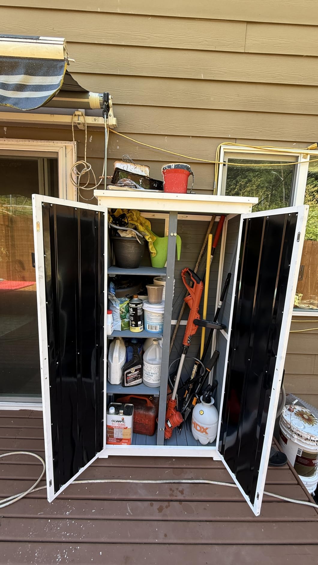 GDLF Outdoor Storage Cabinet Wood & Metal Garden Shed with Waterproof Roof and Sturdy Lockable Doors 66'' customer photo 2