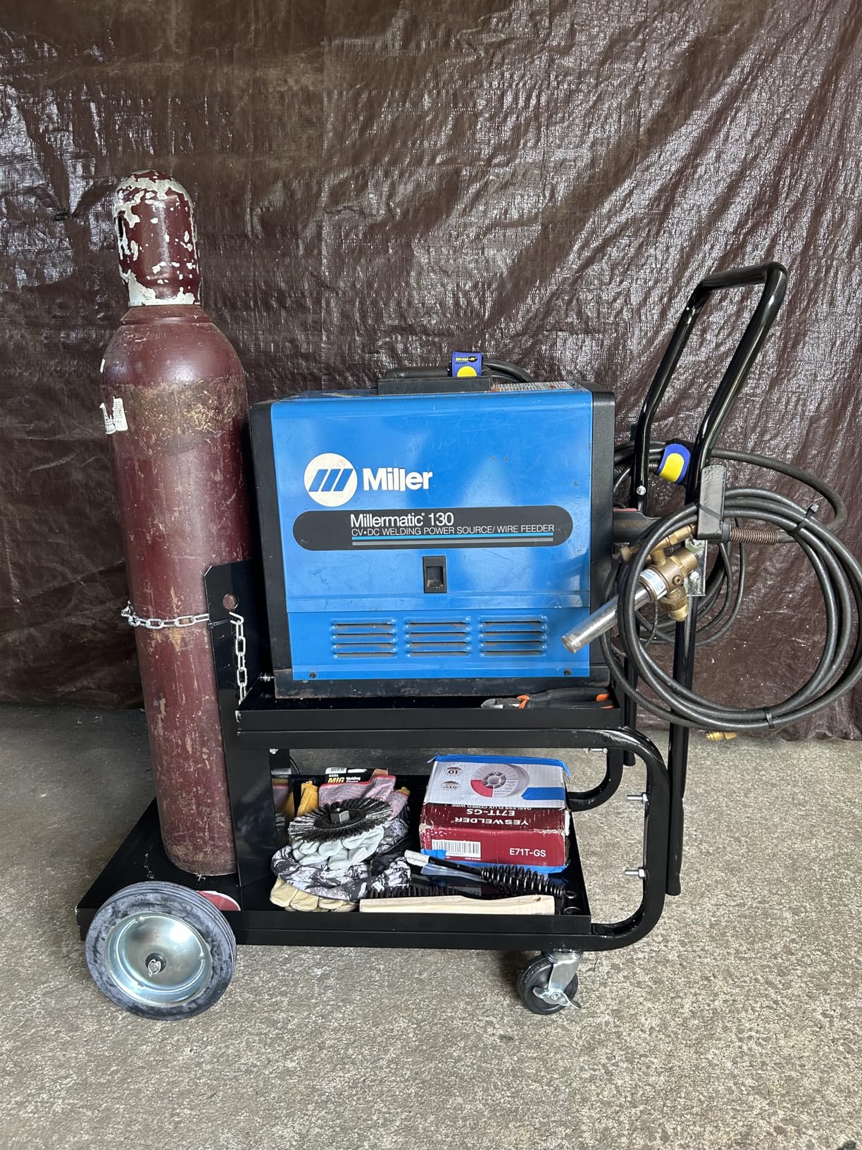 Welding Cart, MIG TIG ARC Welder Cart w/Upgraded Handle, Galvanized Casters, 175lbs Capacity Portable Welding Tank cart, Plasma Cutting Machine, Larger Running Gear with Cylinder Rack customer photo 2