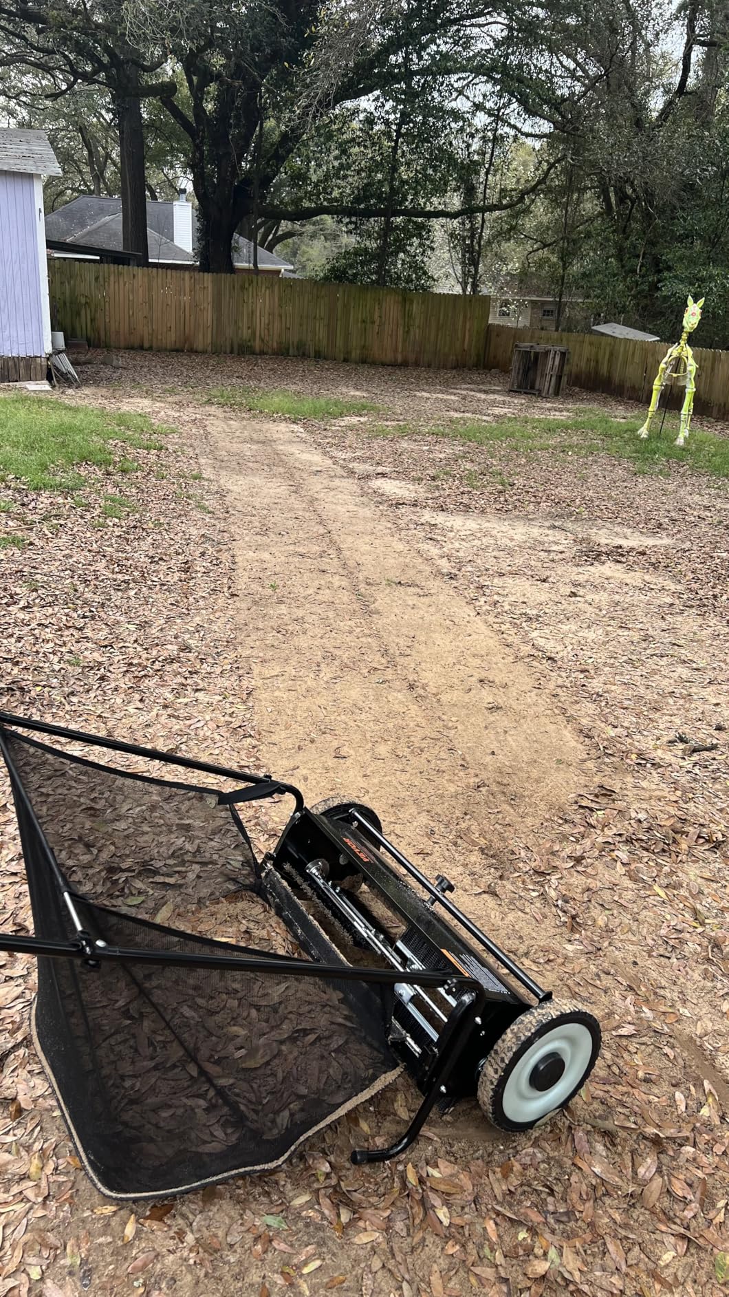 VEVOR Push Lawn Sweeper, 21inch Leaf & Grass Collector, Heavy Duty Thickened Steel Durable to Use with Large Capacity 3.5 cu. ft. Mesh Collection Hopper Bag, 2 Spinning Brushes | Adjustable Brush Height & 2 Spinning Brushes, Manual Yard Sweeper for Leaves, Grass Clippings and Lawn Debris customer photo 2