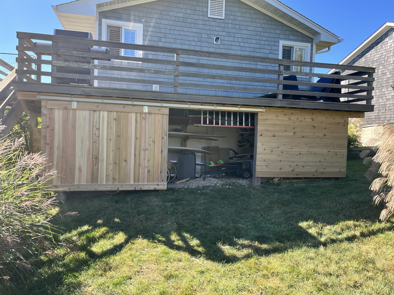 JUBEST 8FT Box Rail Exterior Barn Door Hardware Kit, Heavy-Duty Silver Sliding Barn Door Track System, Wall Mount Door Hardware Kits (Door Not Included) customer photo 1